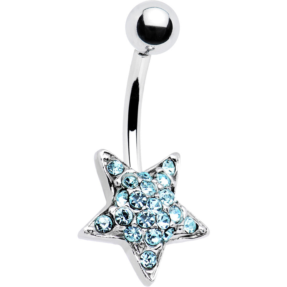 TWILIGHT STAR Solar Blue Gem Banana Belly Ring