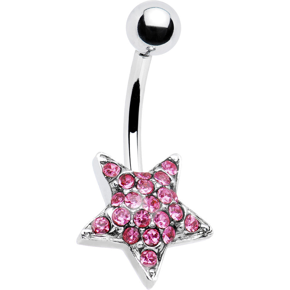 TWILIGHT STAR Passion Pink Gem Banana Belly Ring