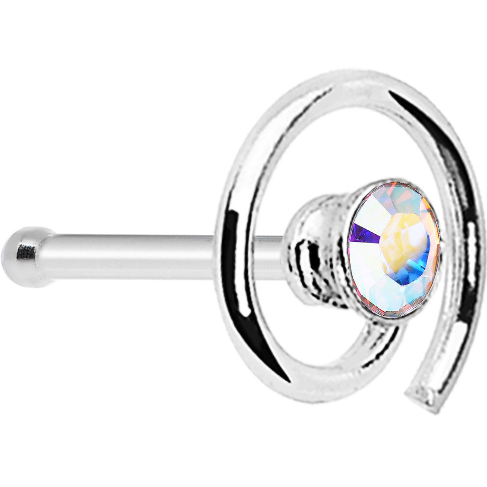 Sterling Silver Swirl Aurora Nose Bone Created with Crystals