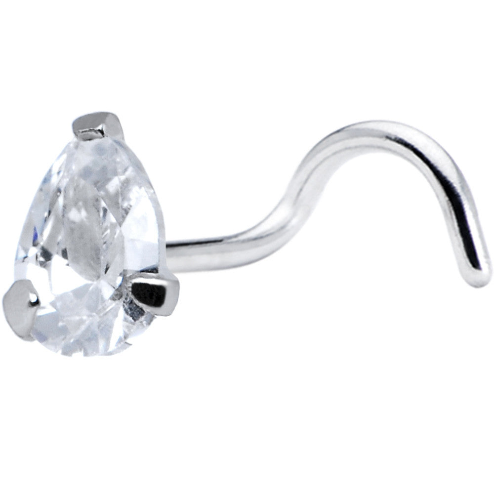 925 Clear 3mm CZ Teardrop Nose Ring Created with Crystals