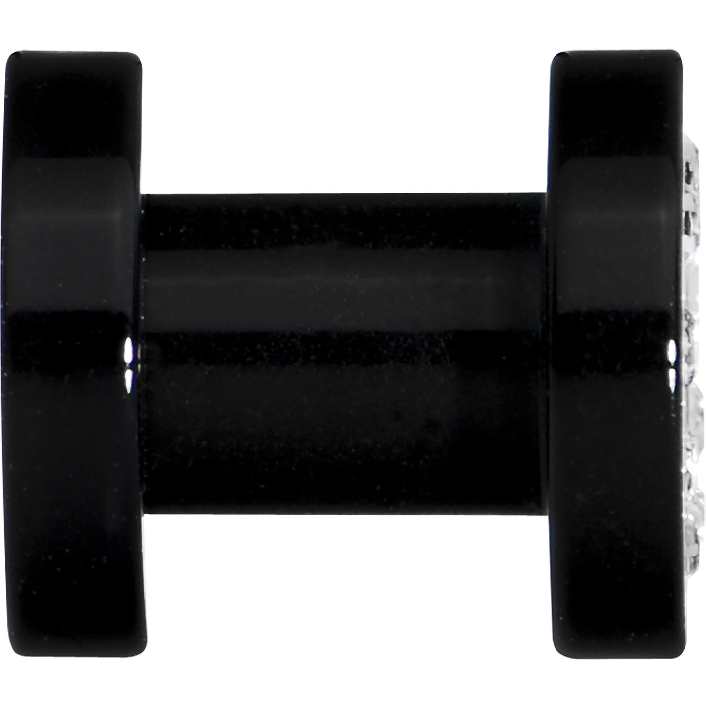 4G Black Acrylic with Clear Jeweled Flesh Tunnel