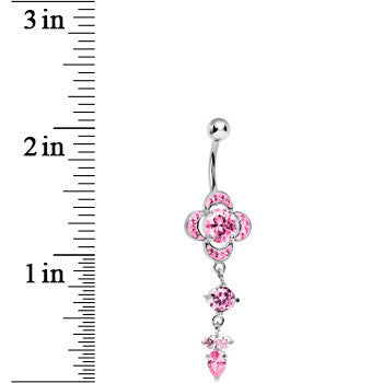 Pink Gem Enchanting Fairytale Floral Dangle Belly Ring
