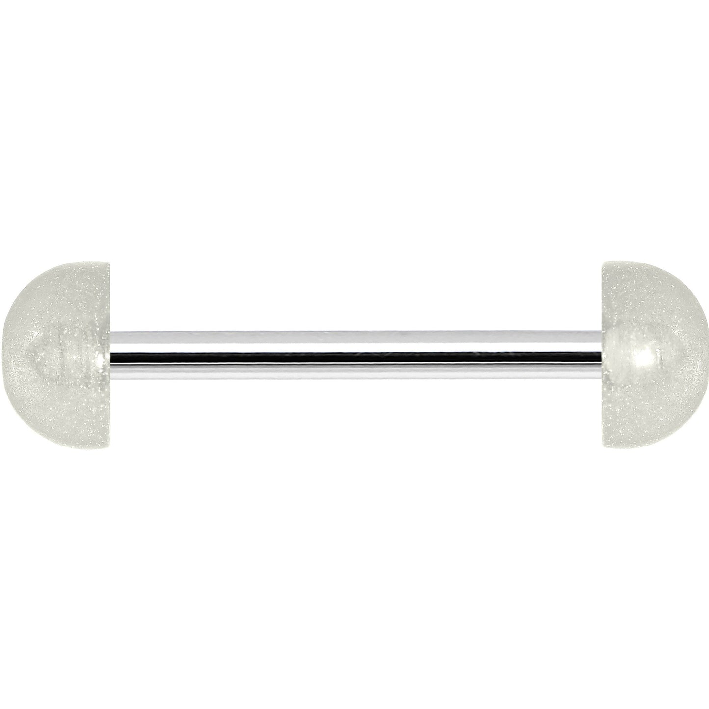 White Acrylic Half Ball Pixie Dust Barbell Tongue Ring