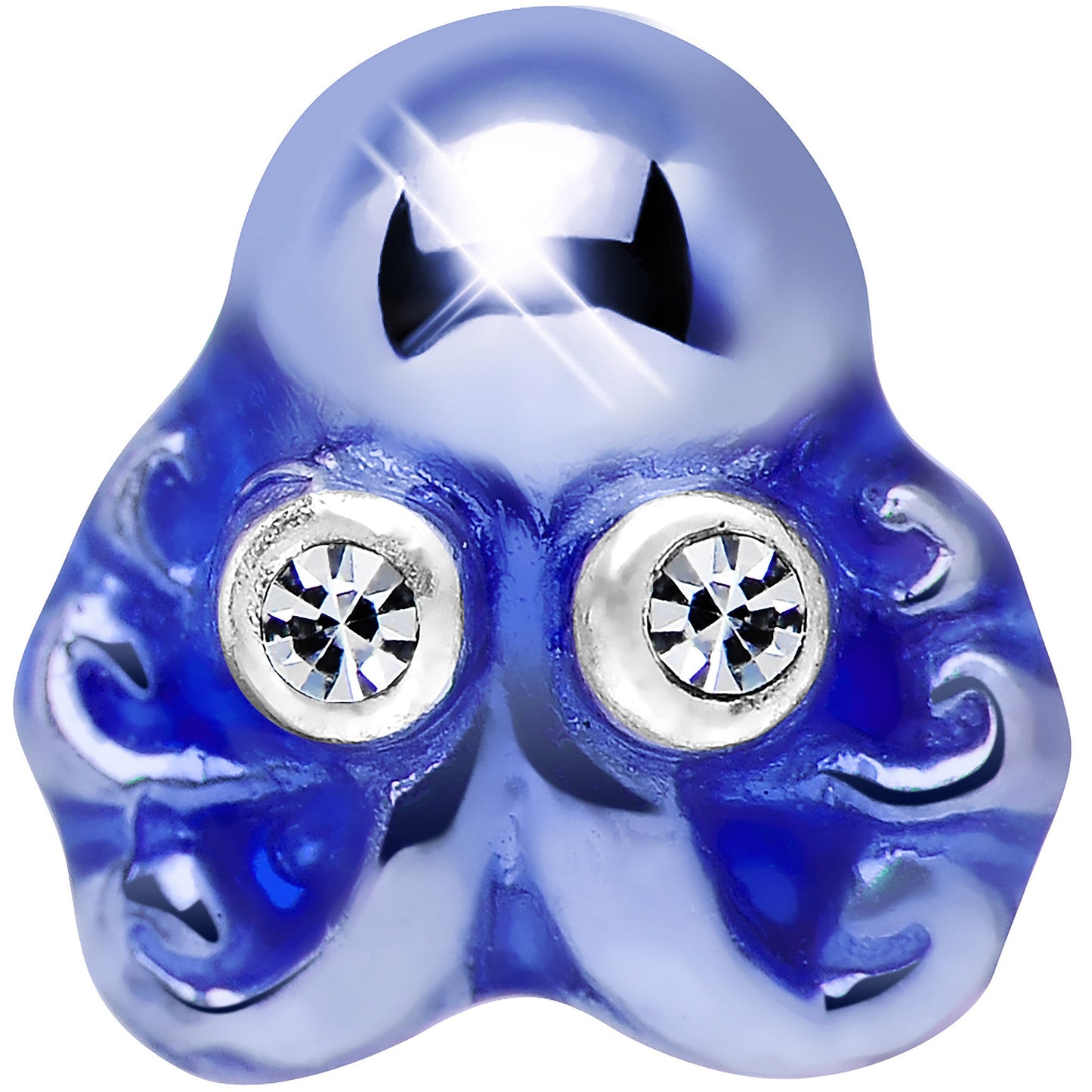 Silver 925 Clear Gem Blue Octopus Cartilage Tragus Earring