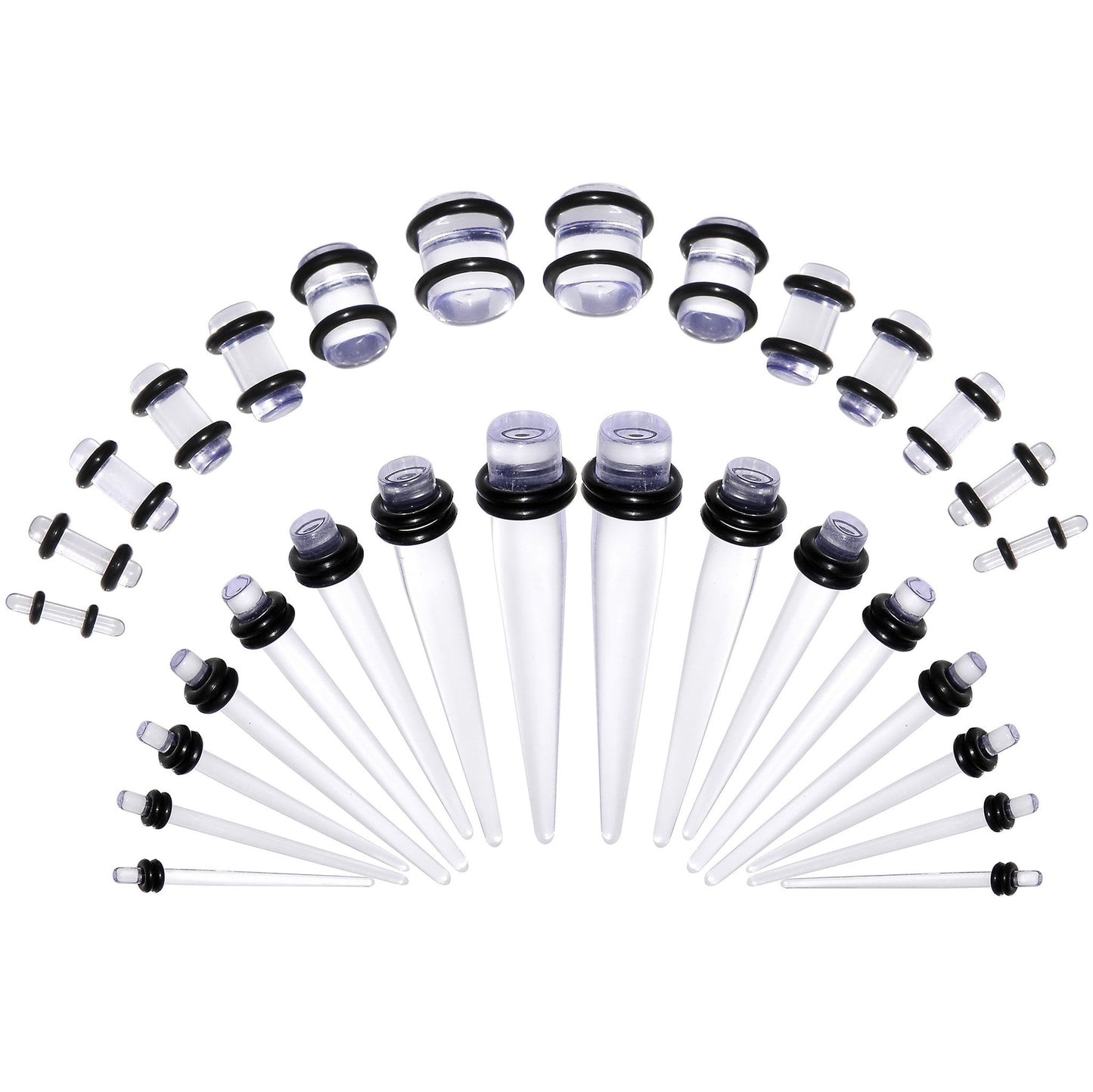 Clear Acrylic Taper Plug Kit - 32 Piece 14 to 00G Ear Stretchers