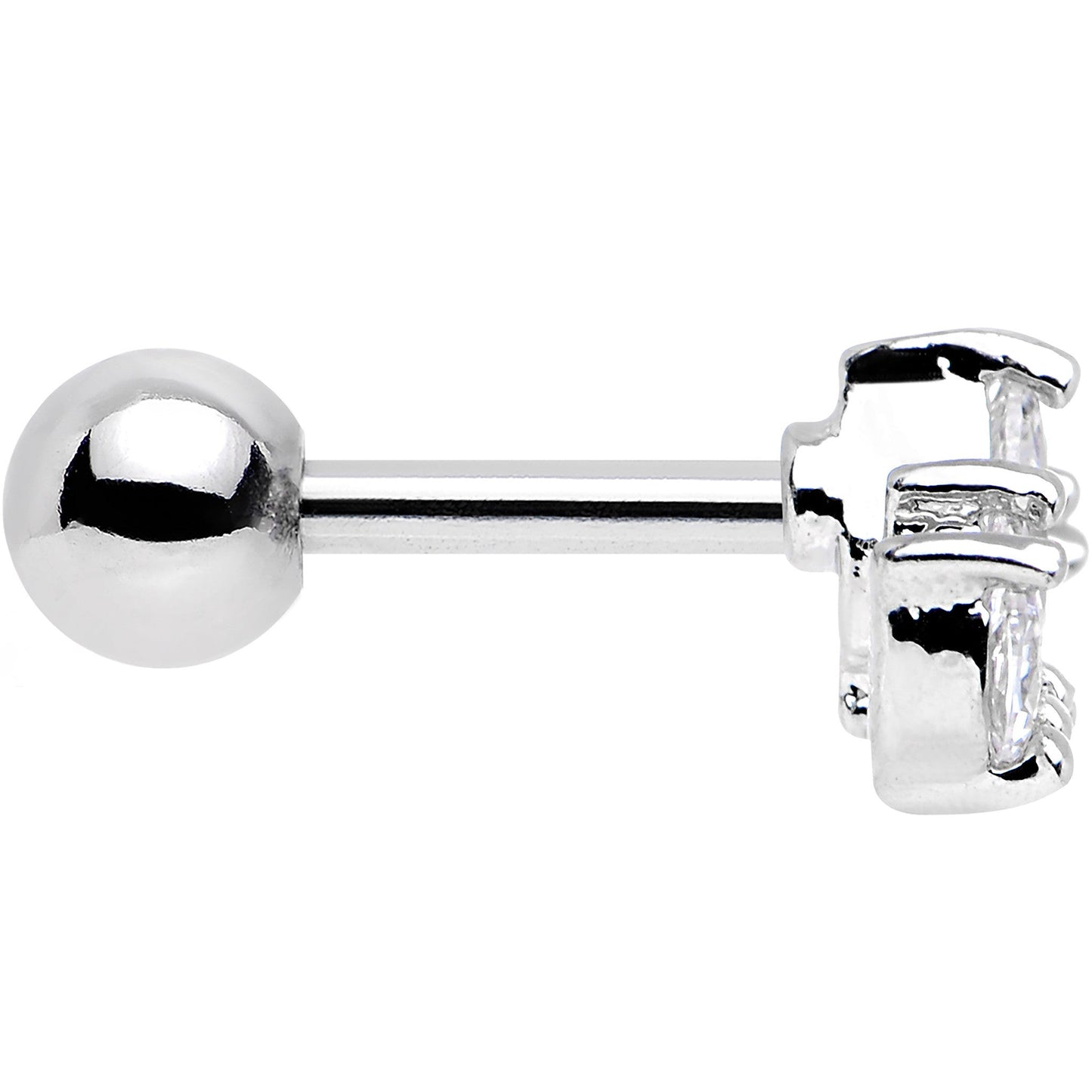 16G 1/4 Stainless Steel Clear CZ Cartilage Earring