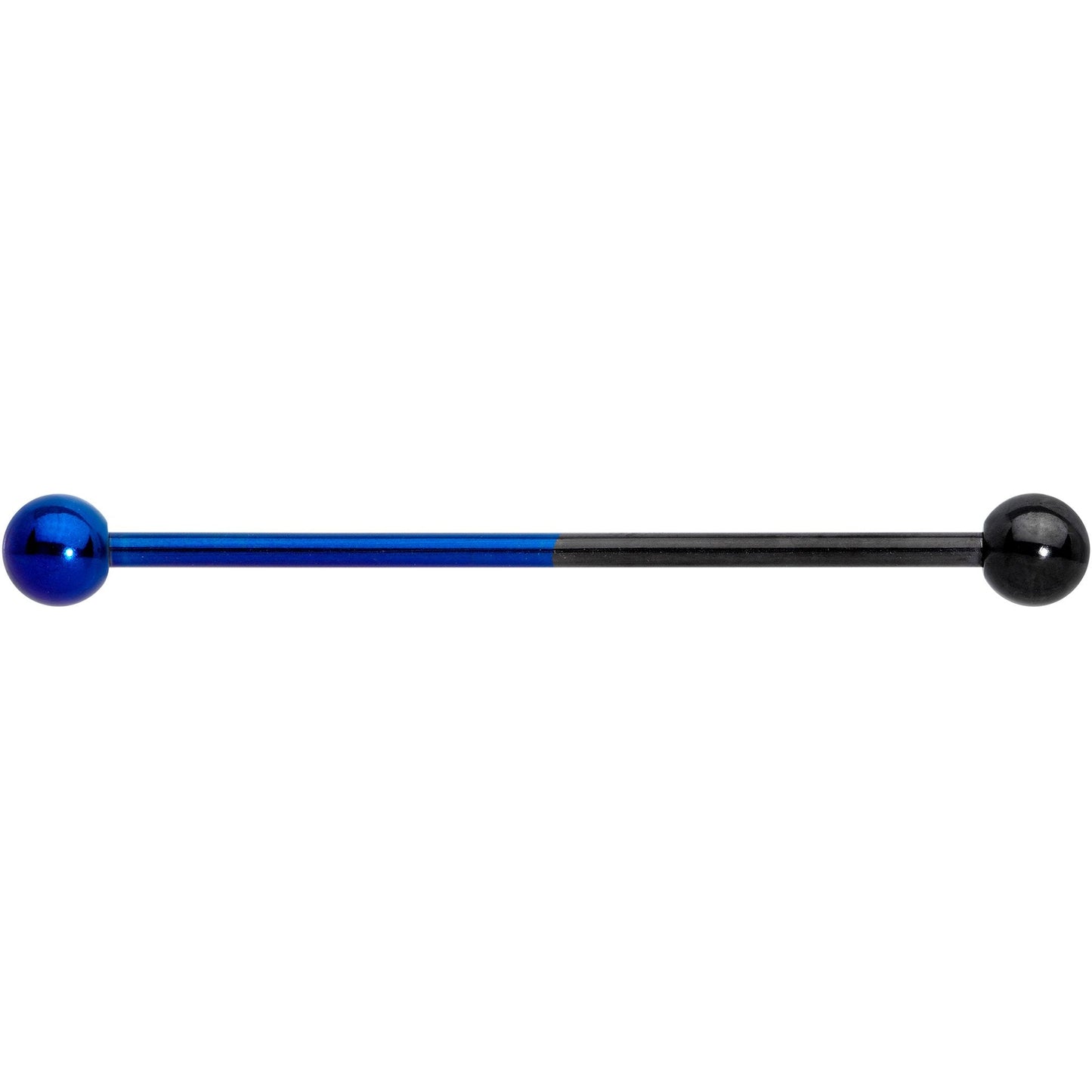 14G Black and Blue Two Tone Industrial Barbell 38mm