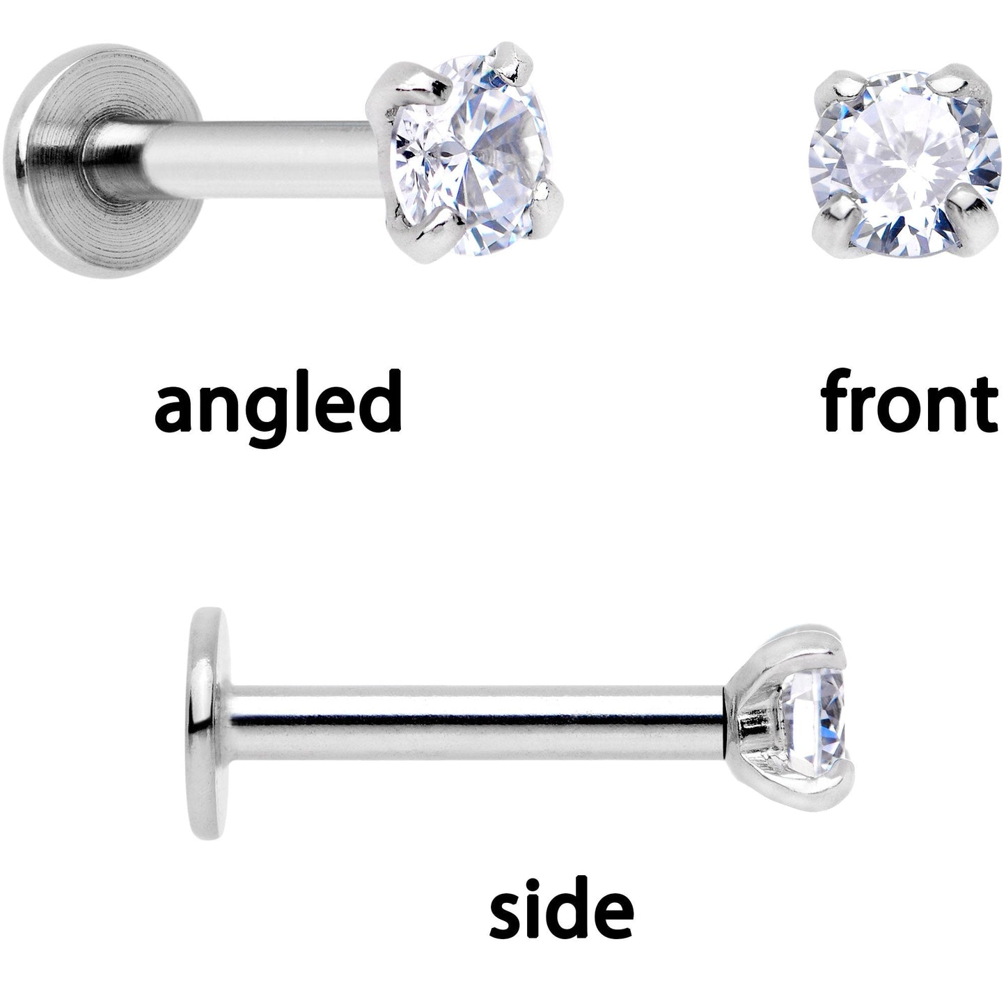 16G 1/4 Clear Gem Gold Tone Daisy Flower Cartilage Tragus Set of 3