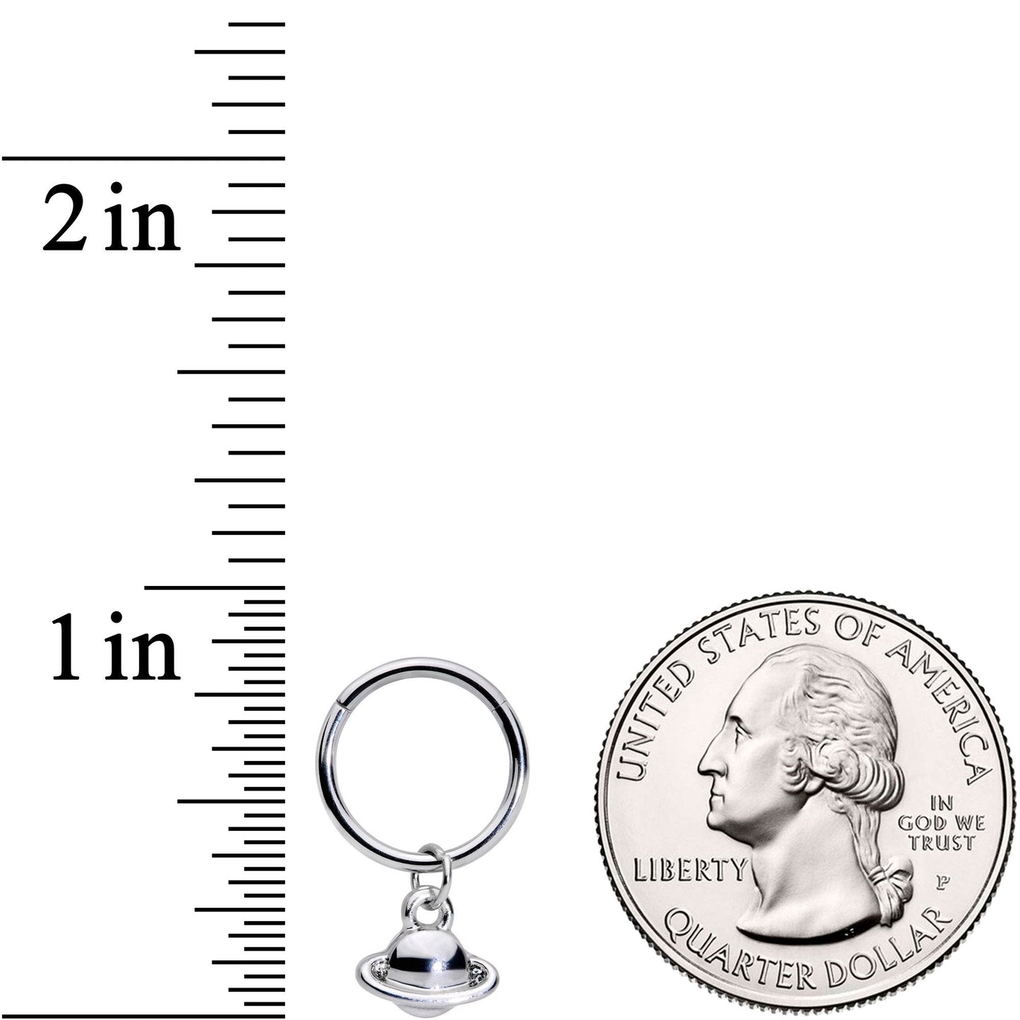 16G 3/8 Ringed Planet Saturn Dangle Hinged Segment Ring