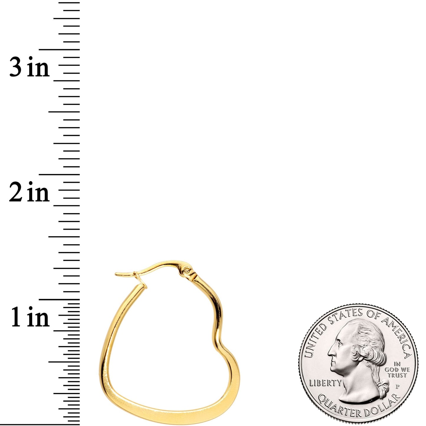30mm Gold Tone PVD Stainless Steel Heart Hoop Earrings