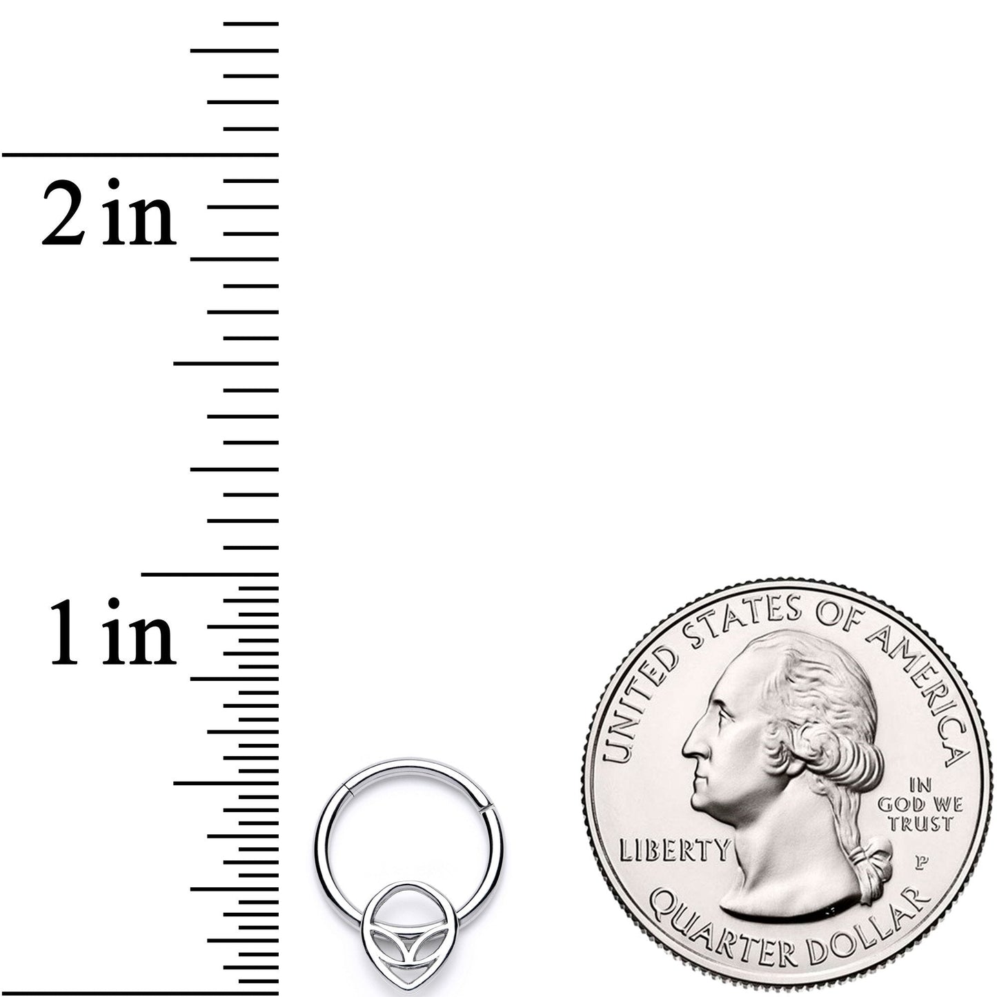 16G 3/8 Happy Smiling Alien Hinged Segment Ring