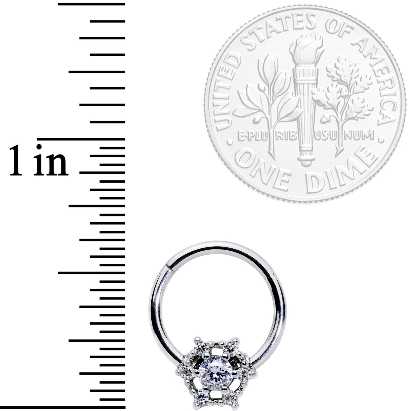 16G 3/8 Clear Gem Web of Glamour Hinged Segment Ring