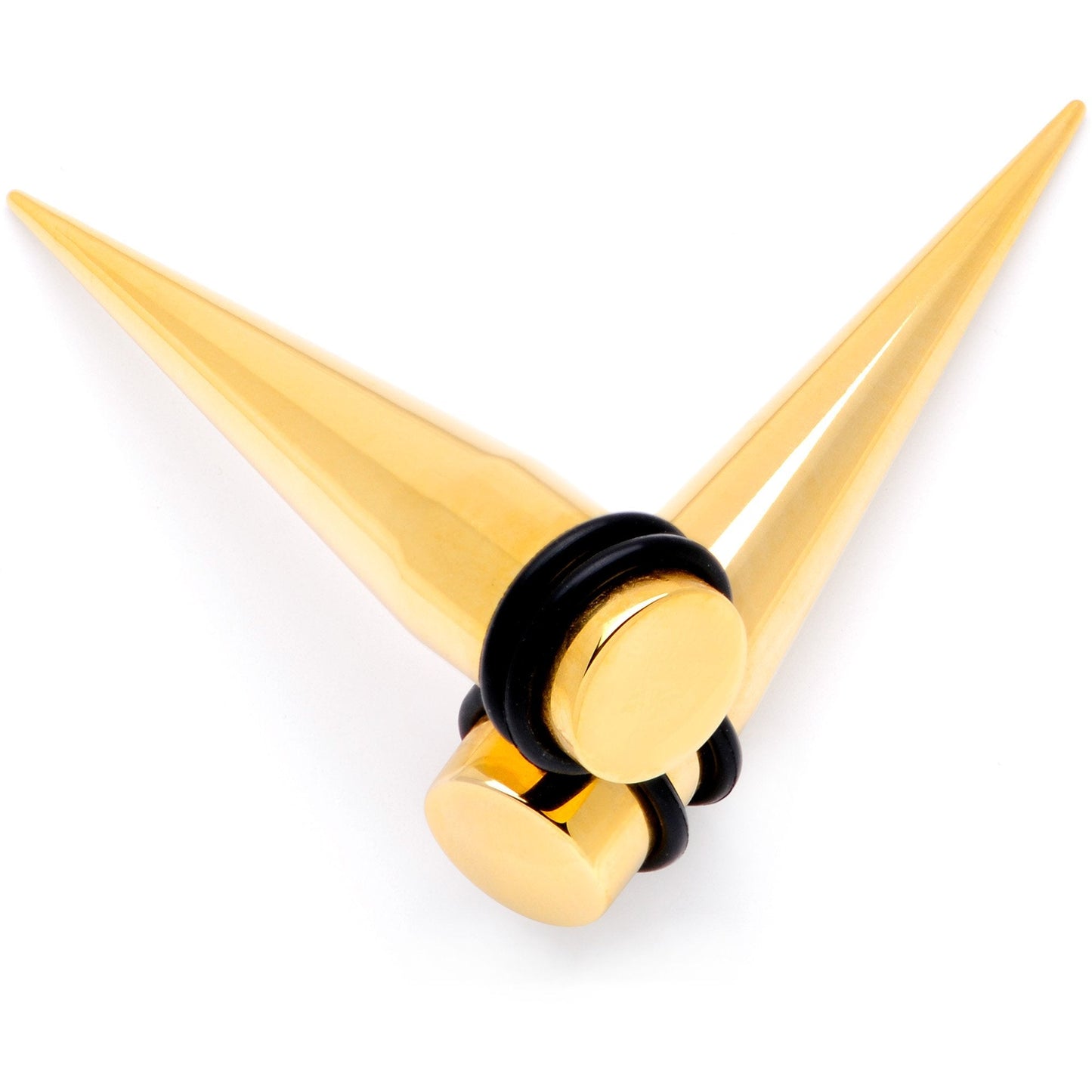 Gold Tone Anodized Straight Taper Set Available in Sizes 12G to 00G