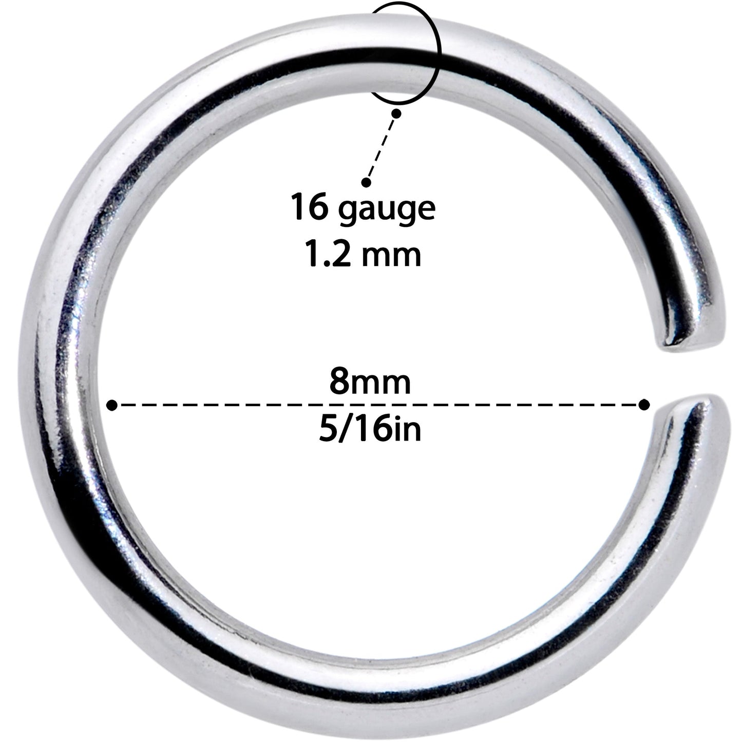 16G 5/16 Seamless Cartilage Ring Set of 12