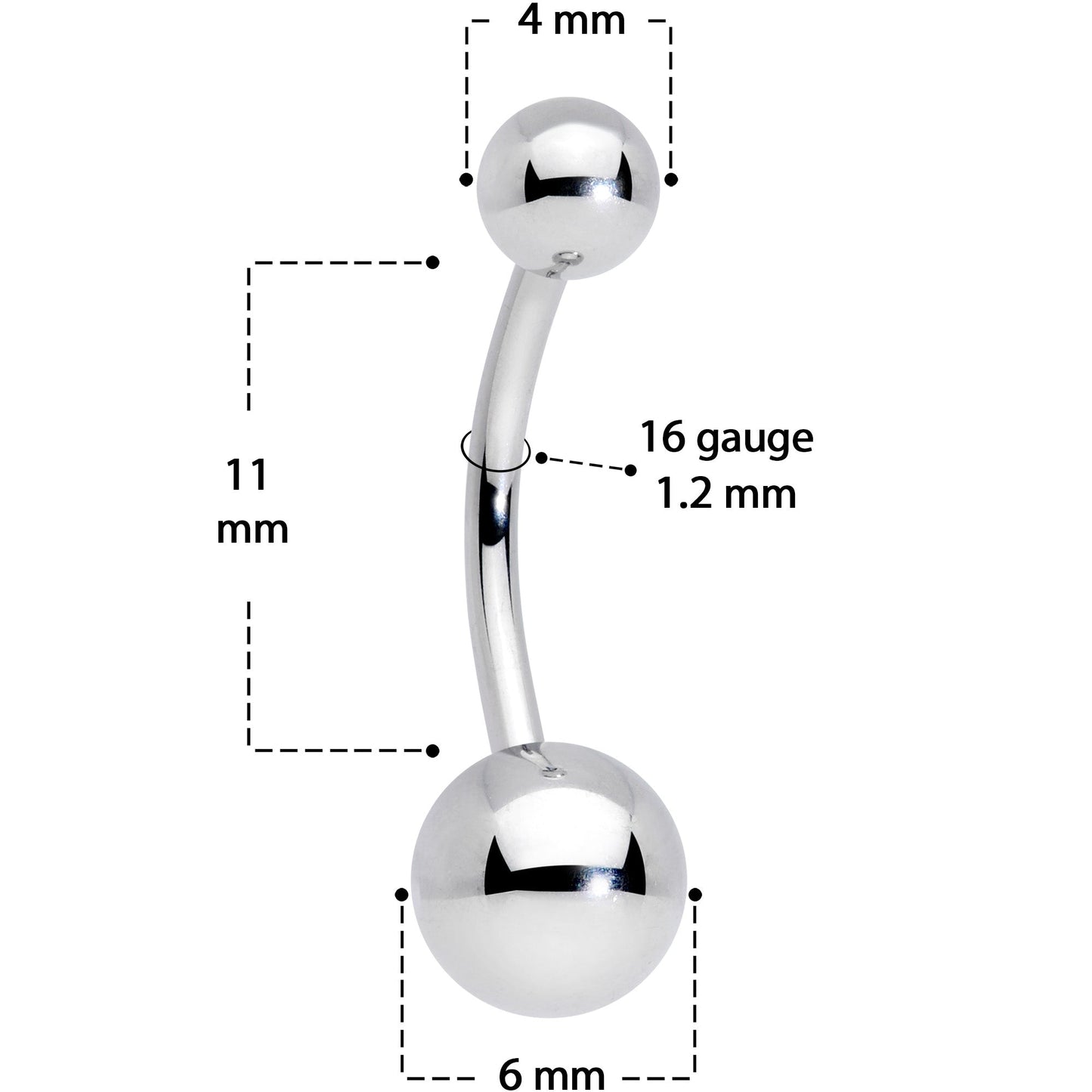16G 3/8 Grade 23 Titanium Cartilage Curved Barbell