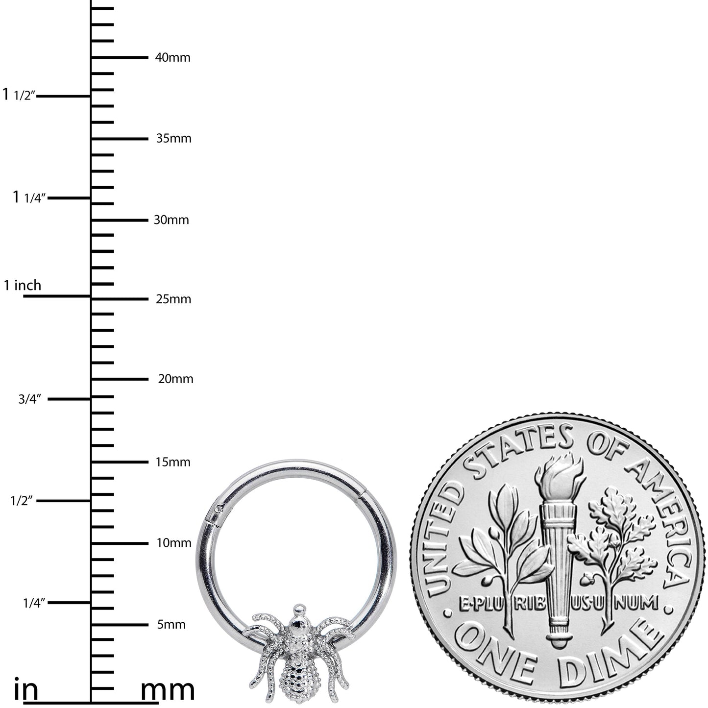 16G 3/8 Creepy Insect Halloween Hinged Segment Ring