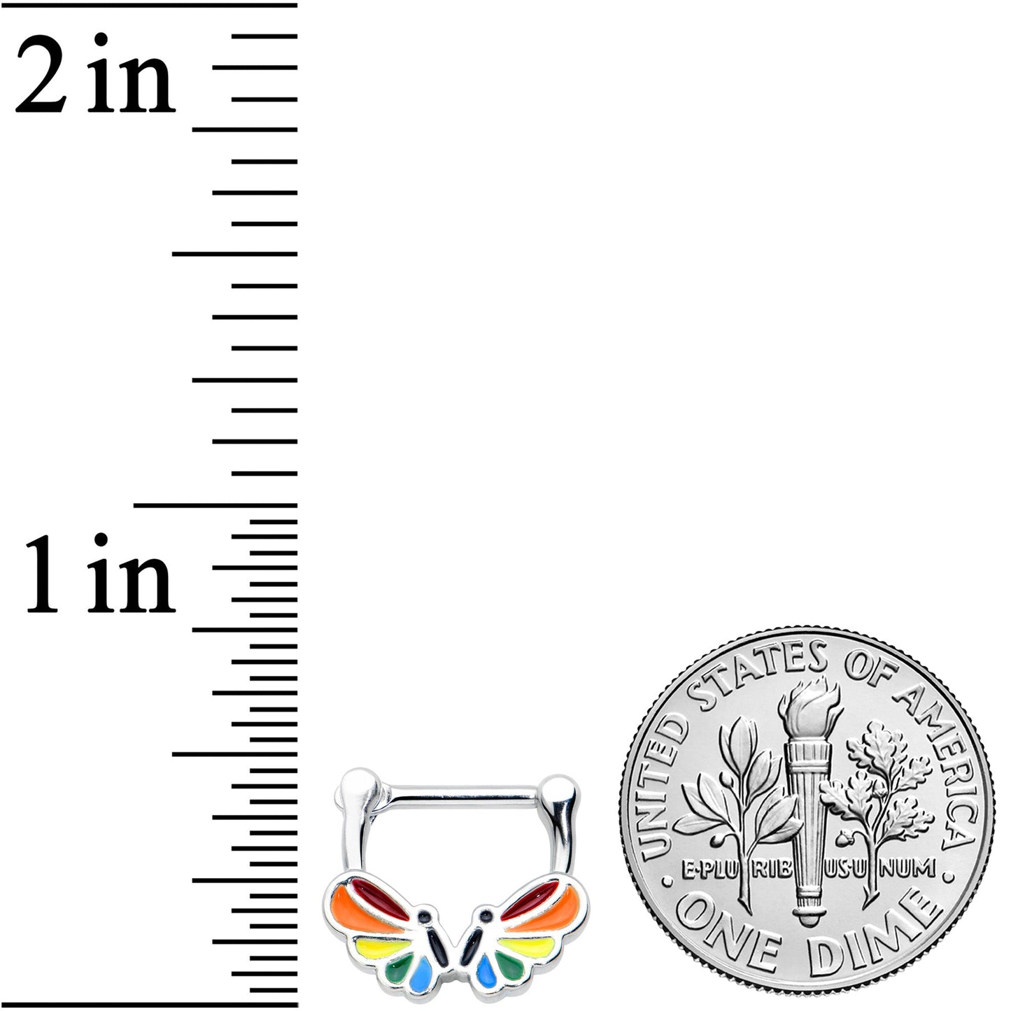 16G 5/16 Pride Rainbow Stripes Butterfly Cartilage Clicker