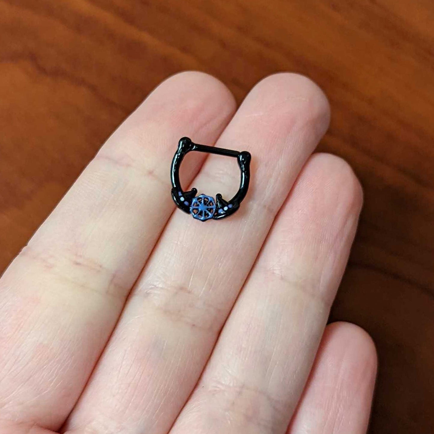 16G 5/16 Black Spider Web Witch Hat Halloween Cartilage Clicker