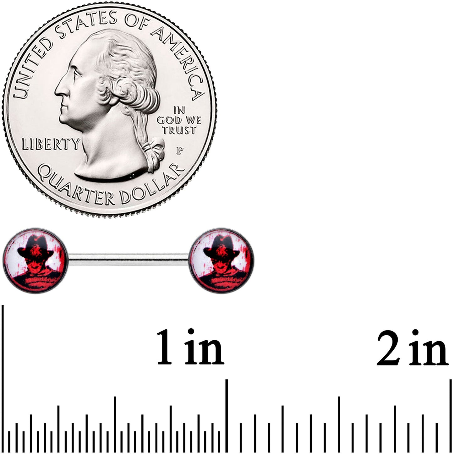 14G 9/16 Licensed Nightmare on Elm St Freddy Nipple Ring Set