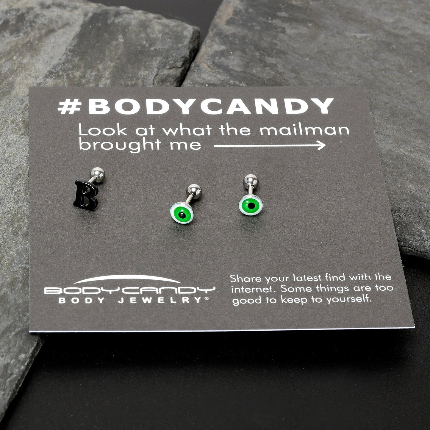 16G 1/4 Halloween Boo Eyes Cartilage Tragus Earring Curation Set of 3