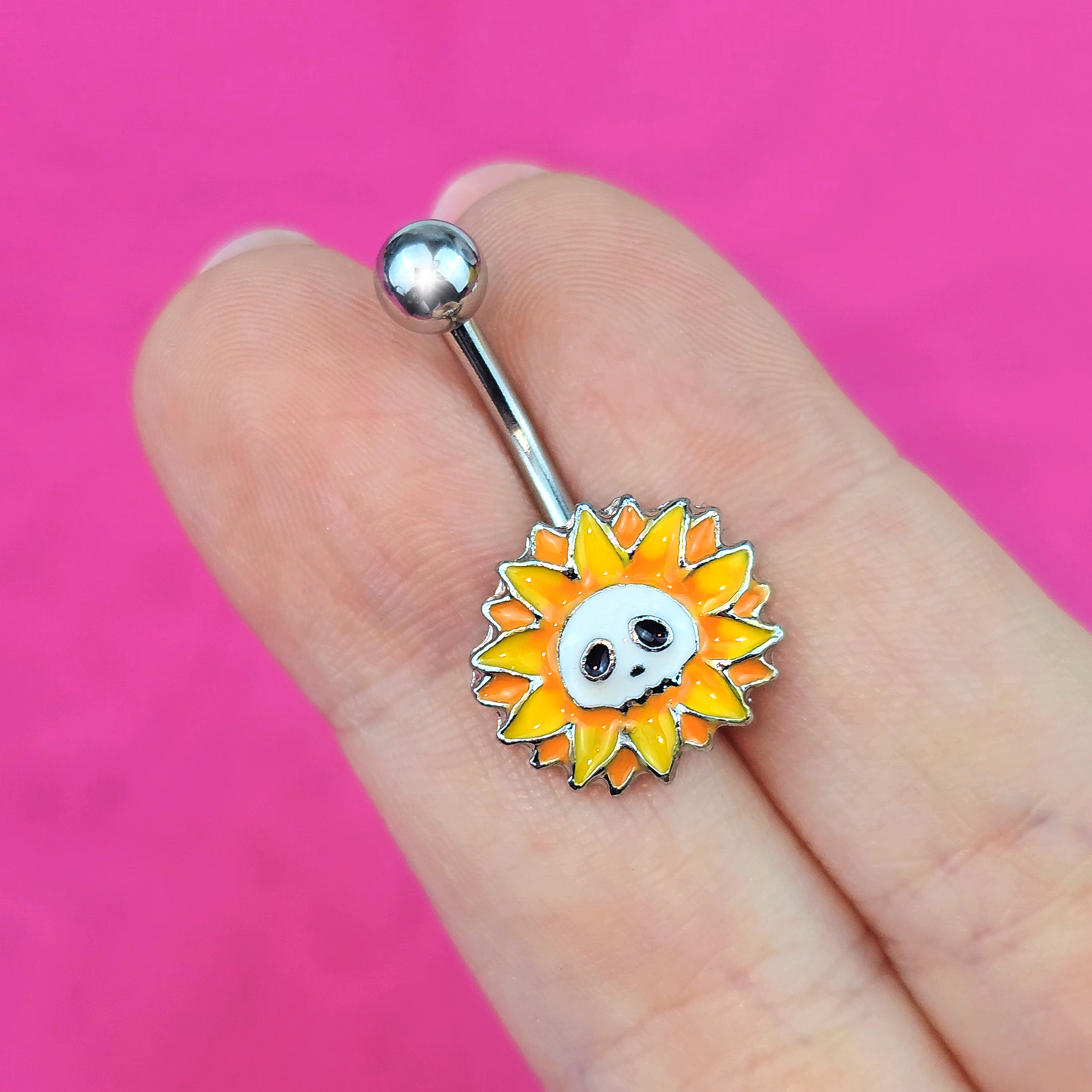 Sunflower Skull Belly Ring