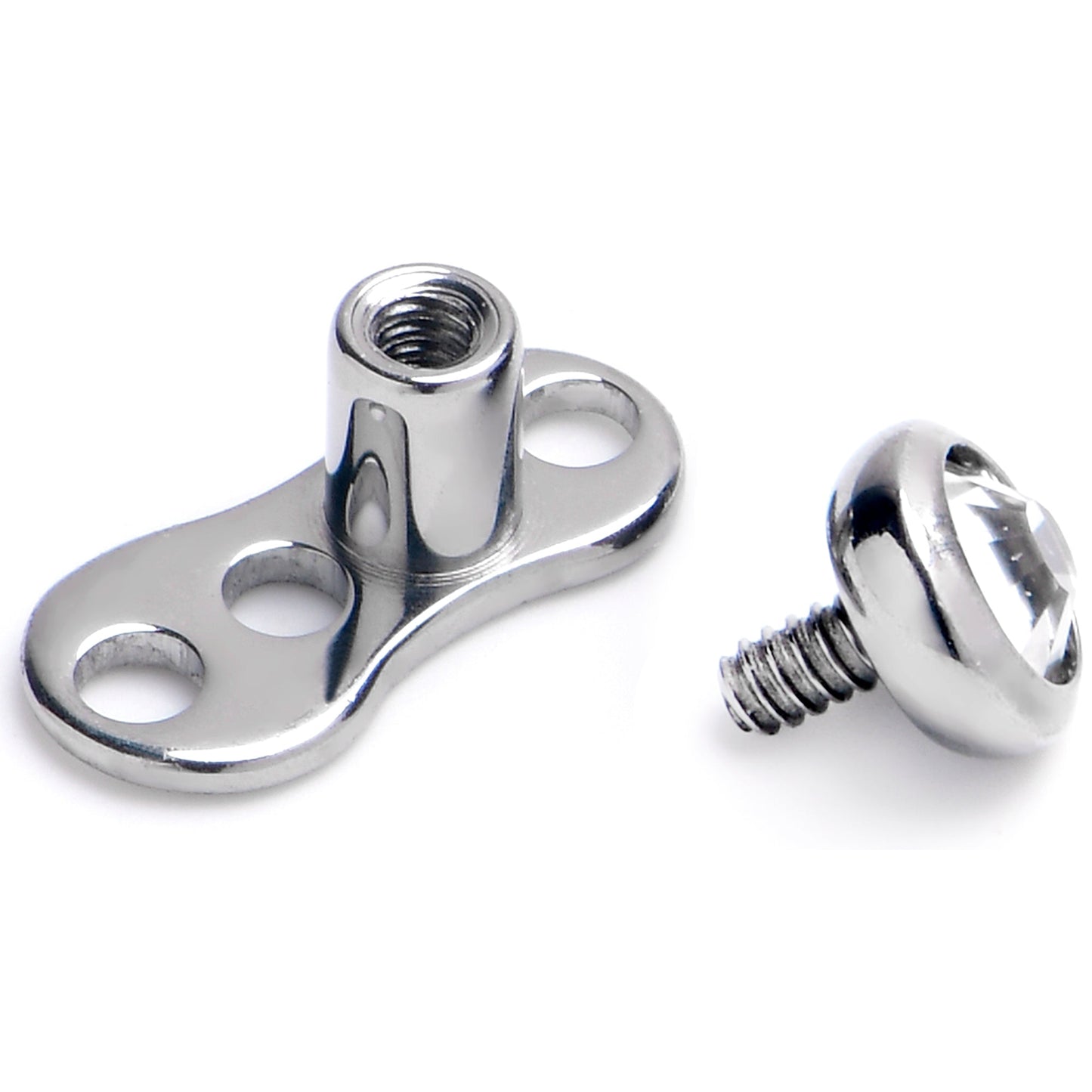 16G 3mm Gem Bezel Top 3 Hole Dermal Implant Grade Titanium Anchor Base