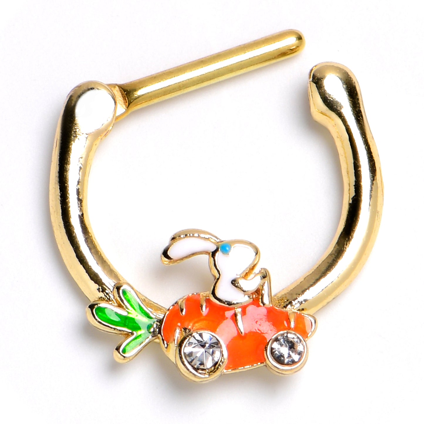 16G 5/16 Clear Gem Gold Tone Rabbit Carrot Car Cartilage Clicker