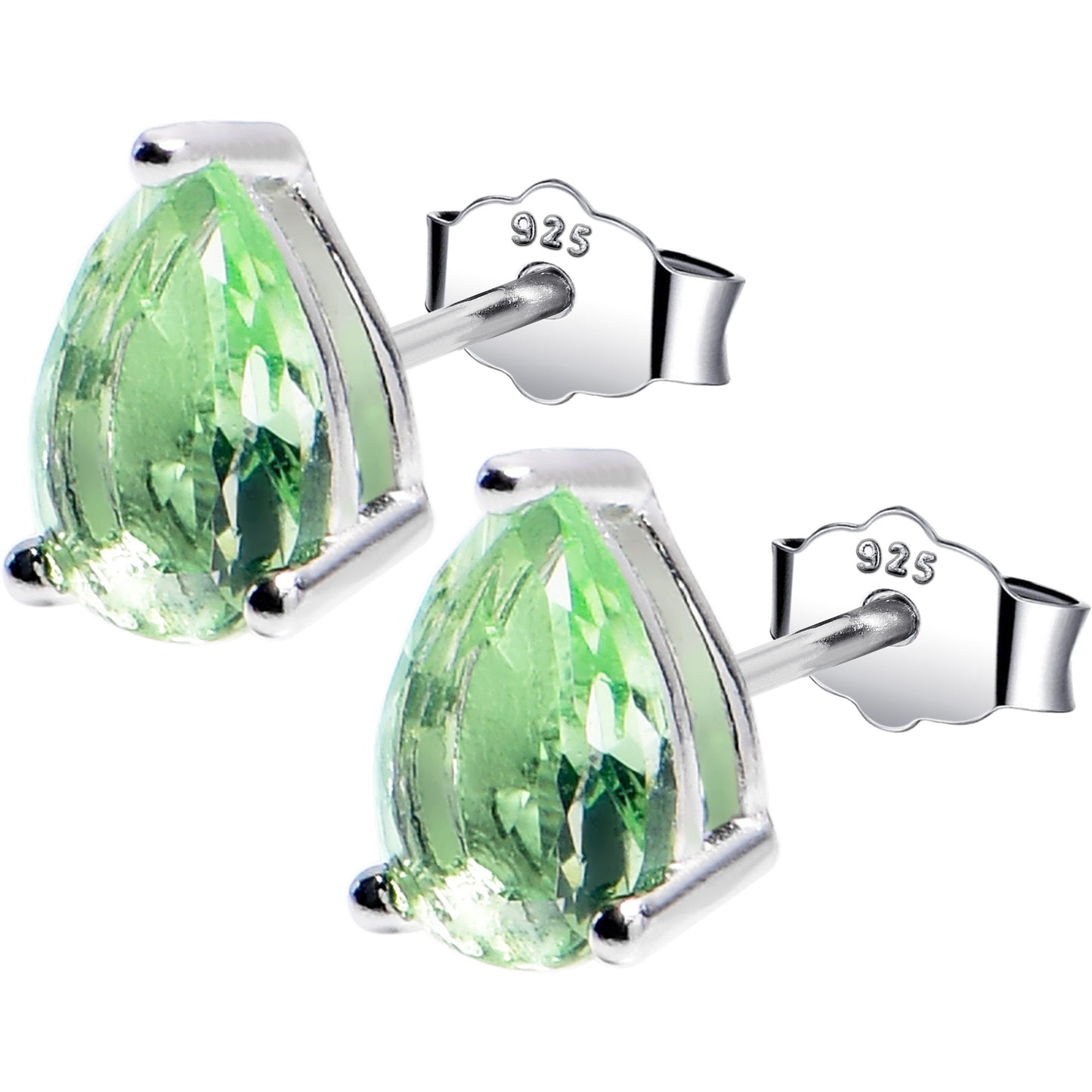 5mm CZ Pear 925 Sterling Silver August Birthstone Stud Earrings