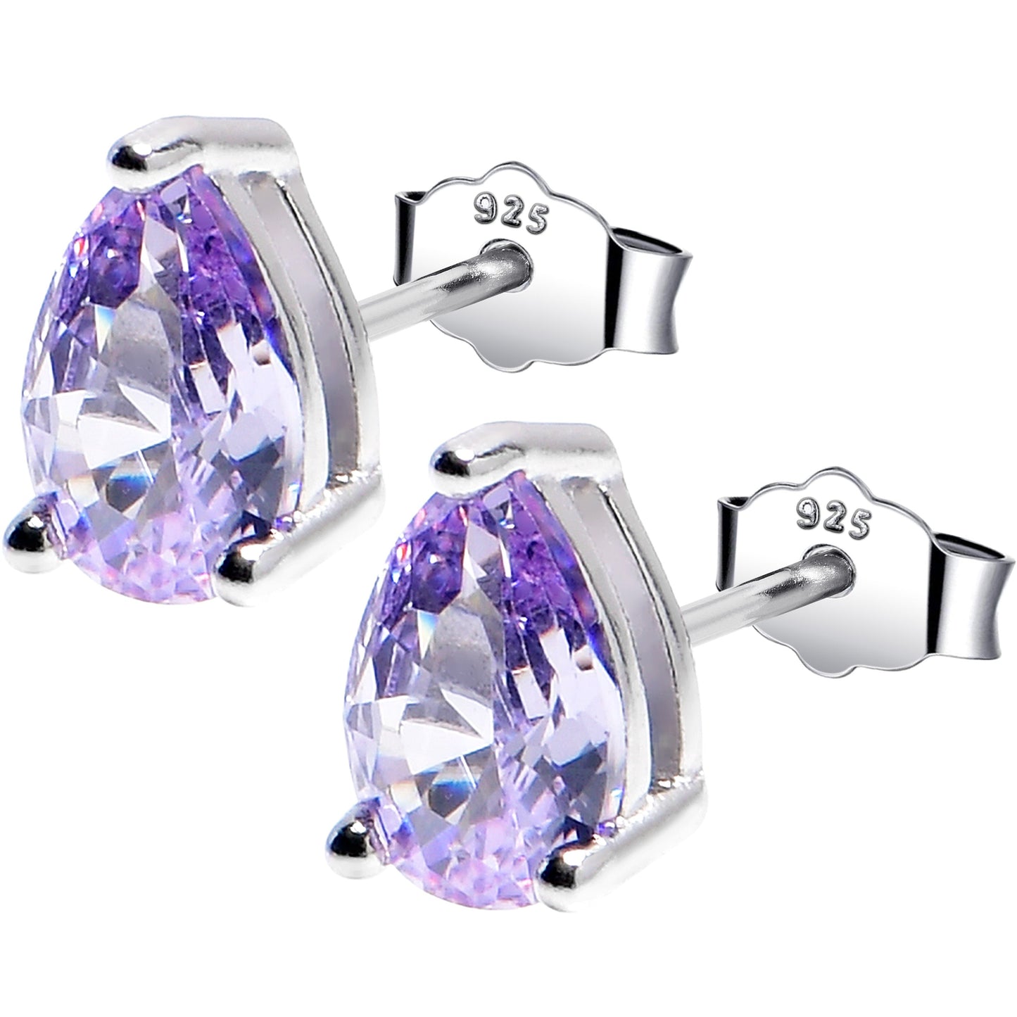 5mm CZ Pear 925 Sterling Silver June Birthstone Stud Earrings
