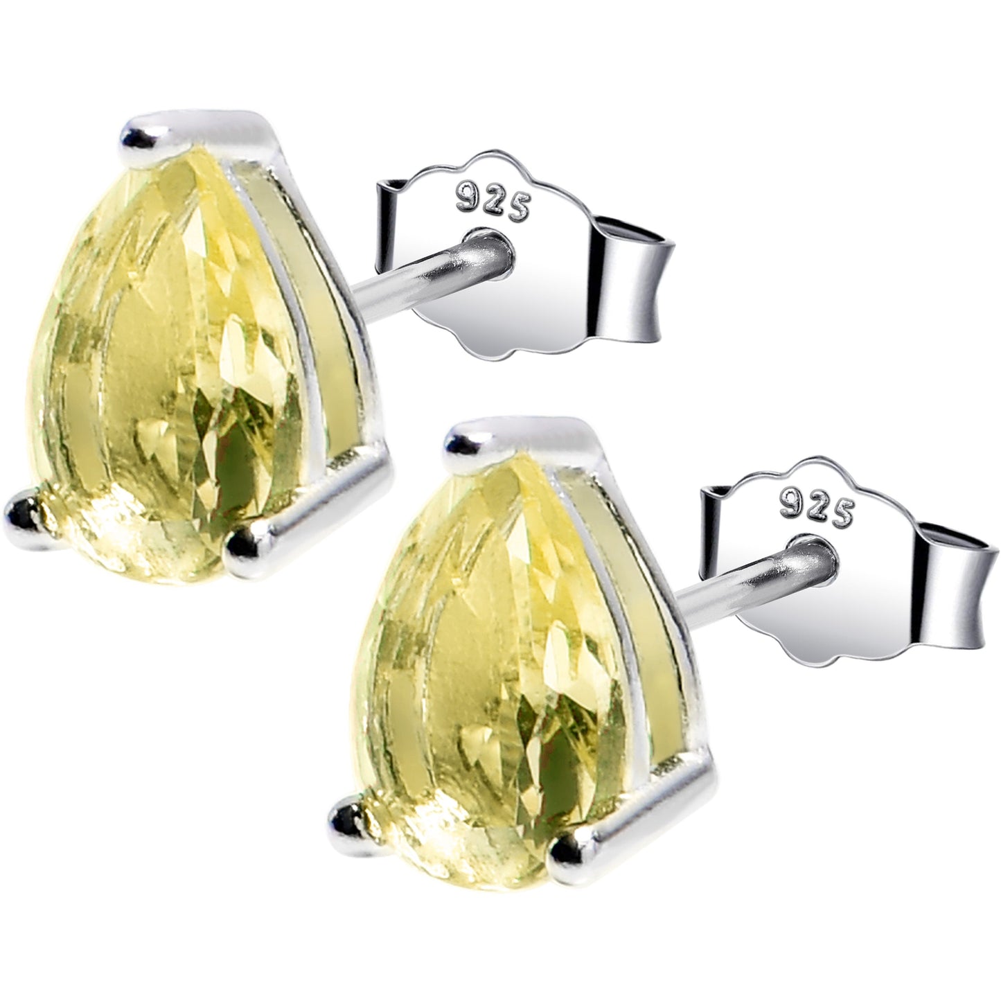 5mm CZ Pear 925 Sterling Silver November Birthstone Stud Earrings