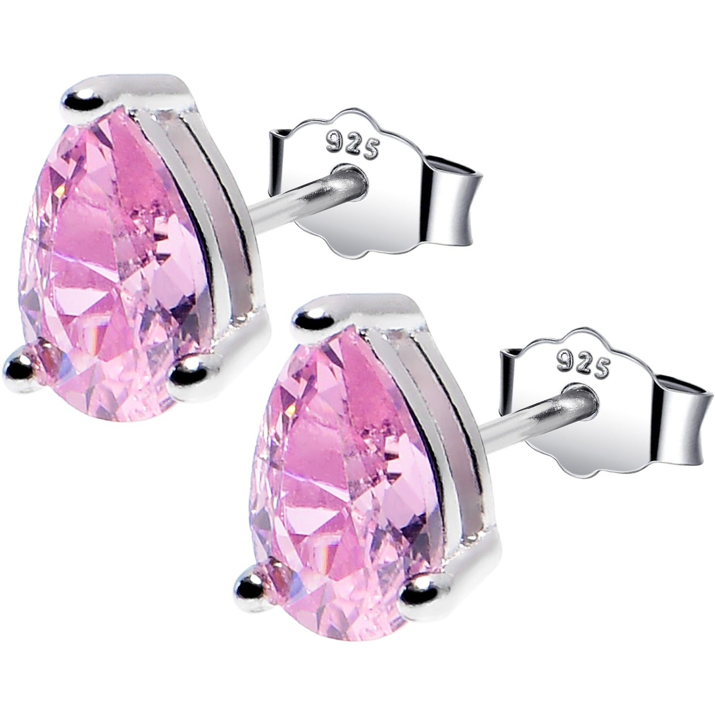 5mm CZ Pear 925 Sterling Silver October Birthstone Stud Earrings