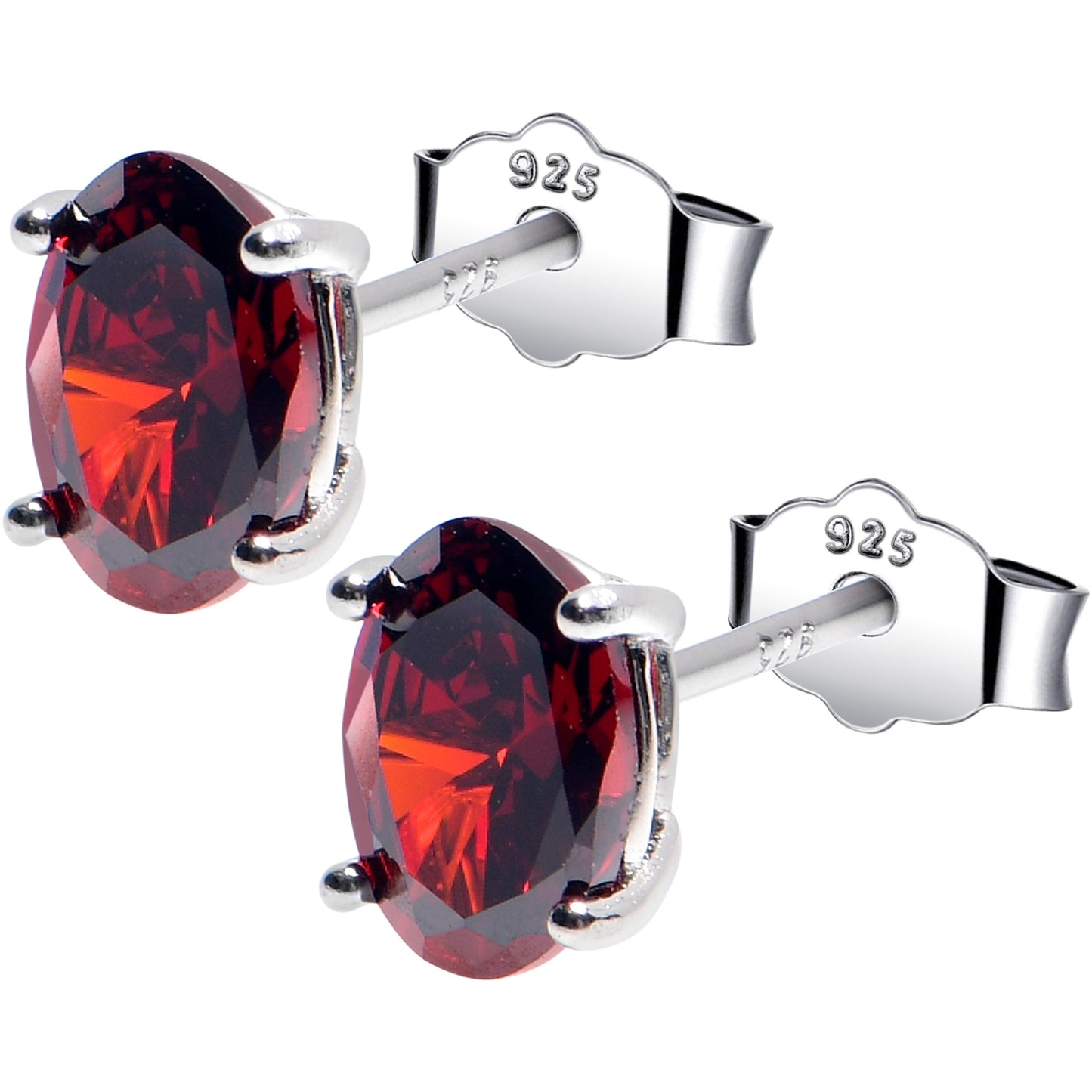 5mm CZ Oval 925 Sterling Silver January Birthstone Stud Earrings
