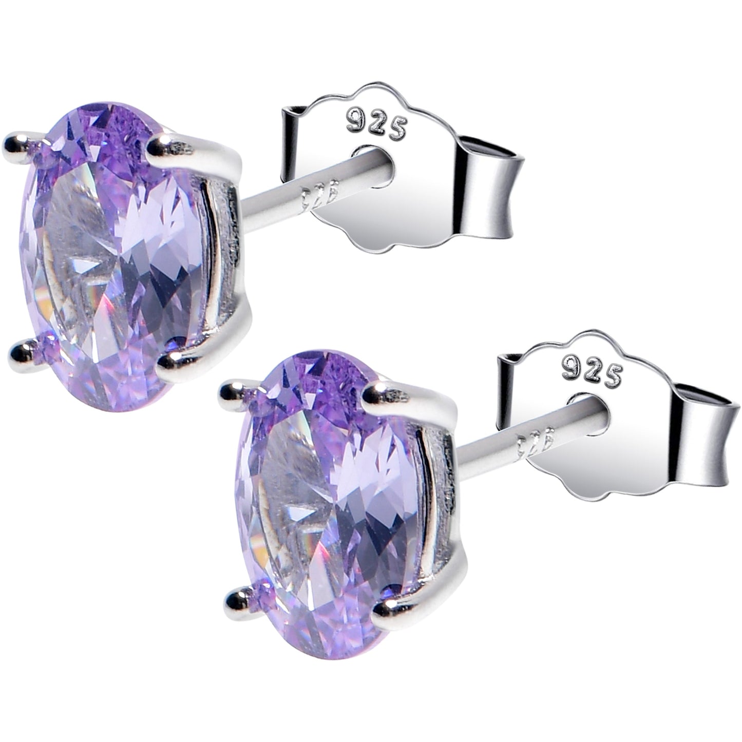 5mm CZ Oval 925 Sterling Silver June Birthstone Stud Earrings