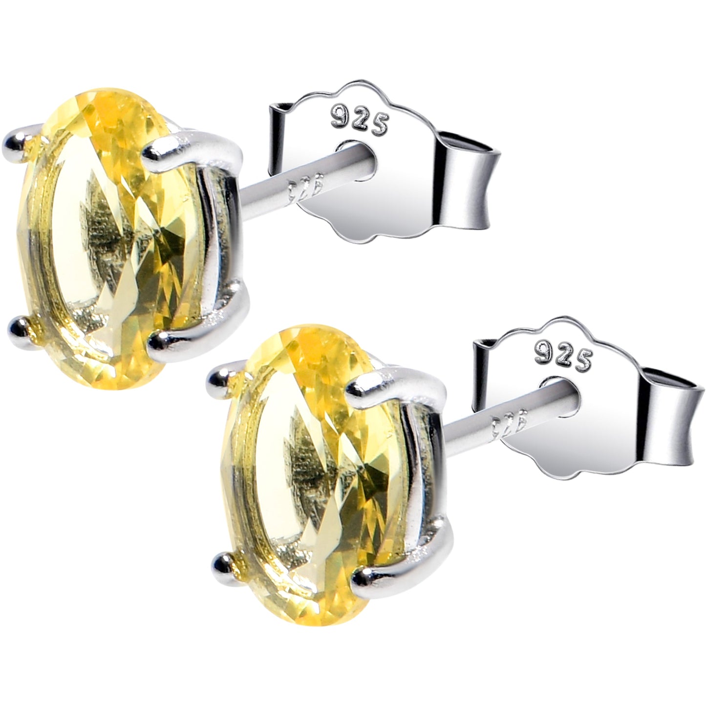 5mm CZ Oval 925 Sterling Silver November Birthstone Stud Earrings