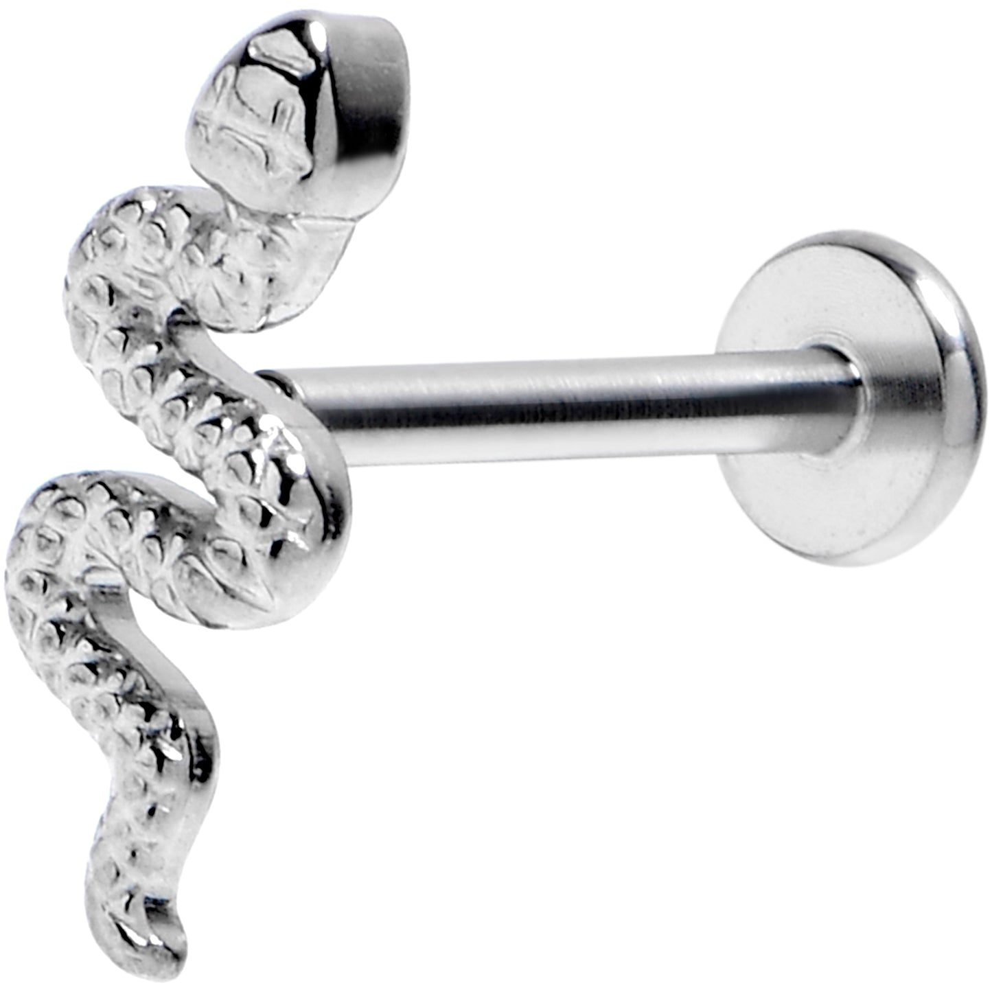 16G 3/8 Grade 23 Titanium Snake Threadless Push In Labret Tragus