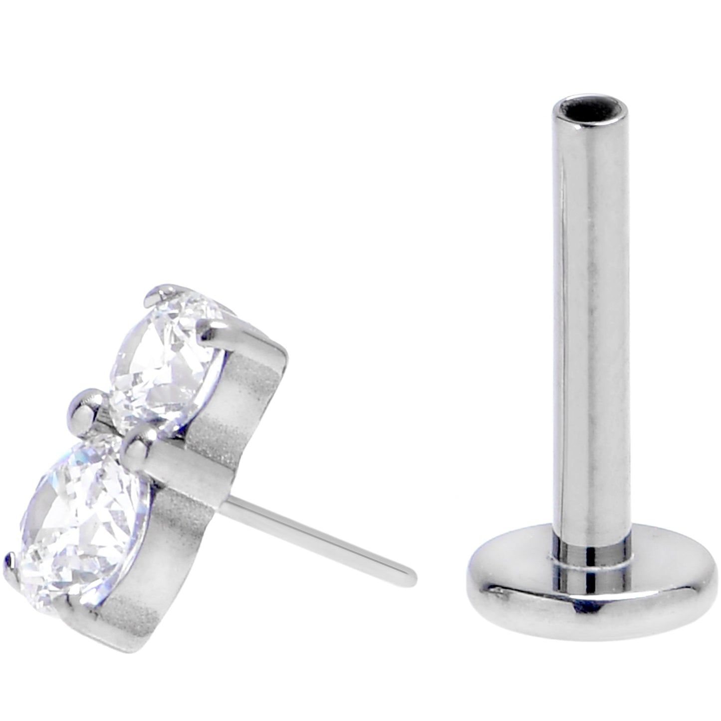 16G 5/16 Clear Gem G23 Titanium Threadless Push In Labret Tragus