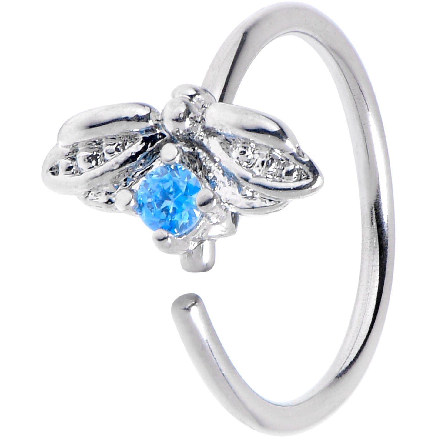 20G 5/16 Blue Gem Beauty Bug Insect Nose Hoop