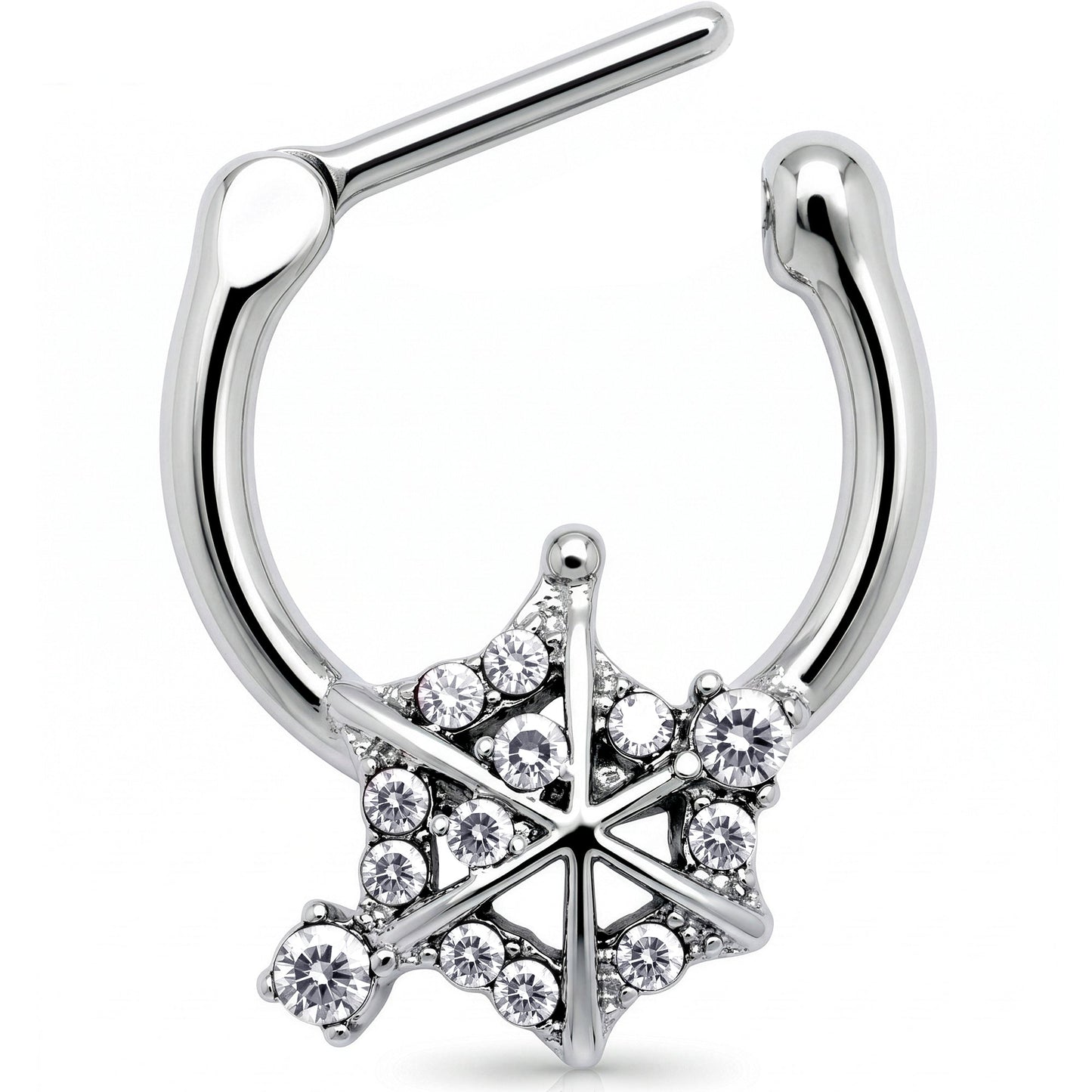 16G 5/16 Clear Gem Spiderweb Goth Cartilage Clicker