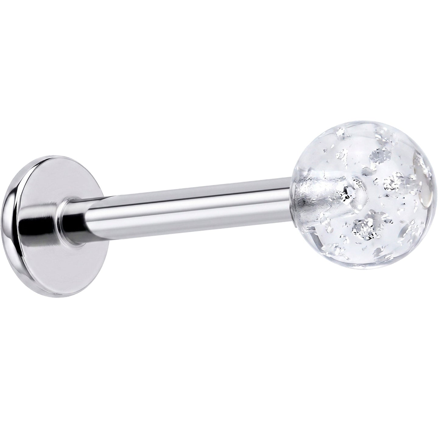 16 Gauge 3/8 Clear Shimmer Glitter Labret Monroe Tragus