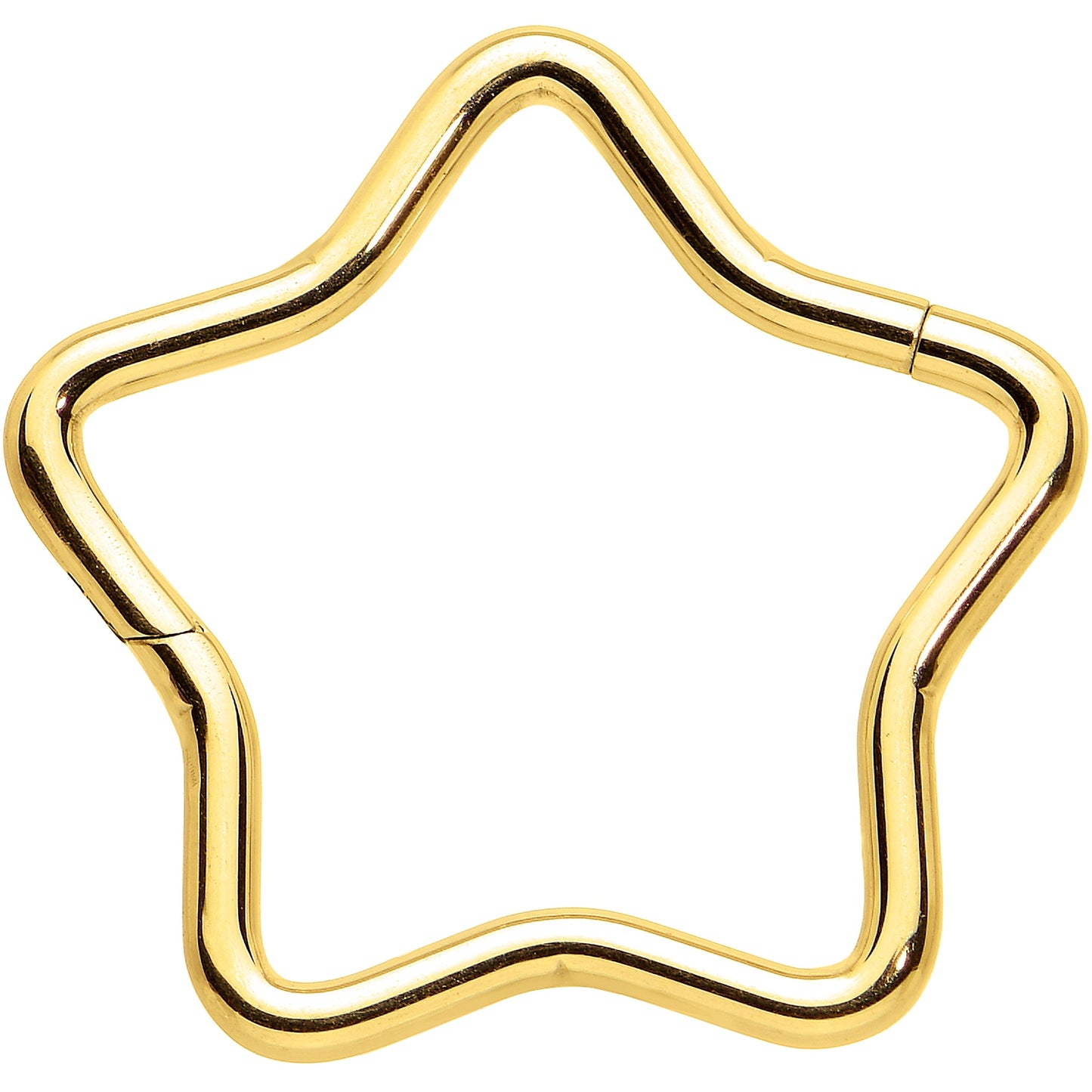 16G 3/8 Gold Tone Five Pointed Star Shaped Hinged Segment Ring