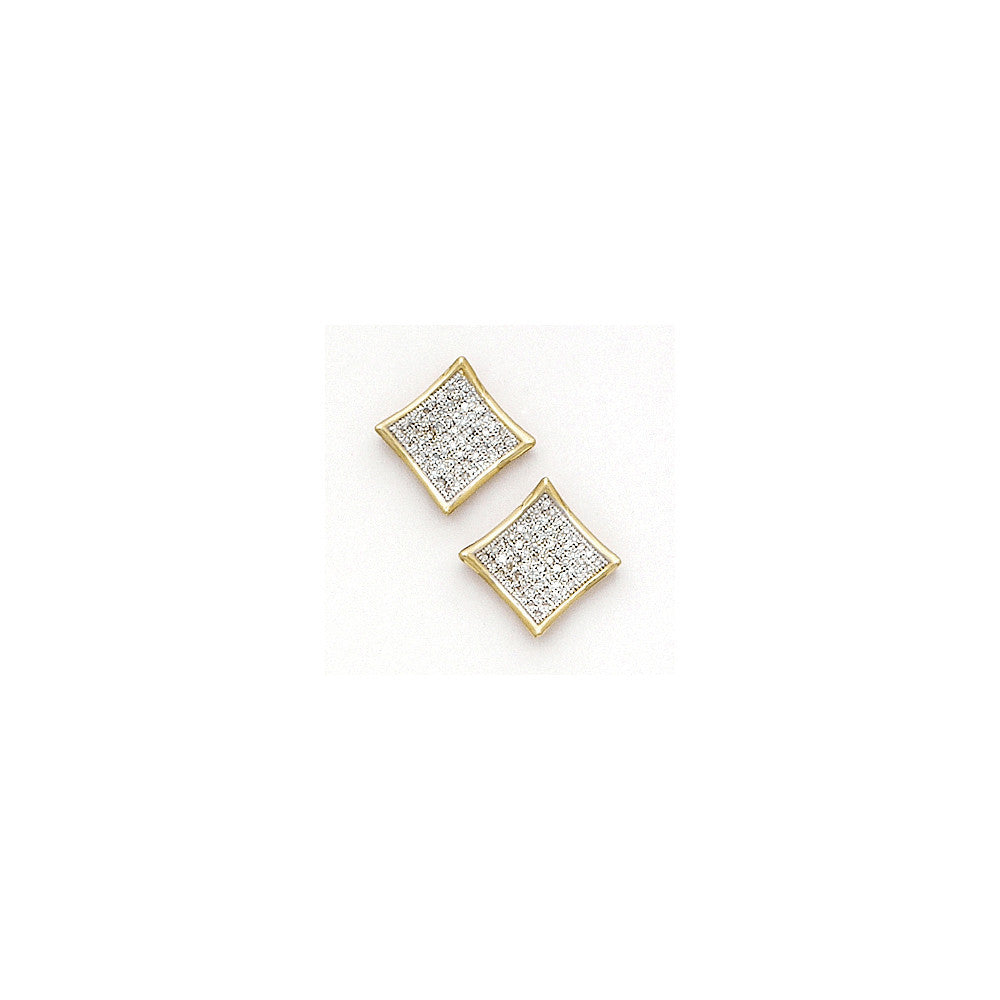 Solid 14k Yellow Gold .25 Carat Micro Pav+ᆲ Genuine Diamond Earrings