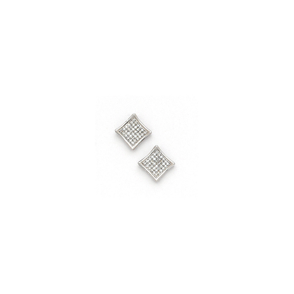 Solid 14k White Gold .16 Carat Micro Pav+ᆲ Genuine Diamond Earrings