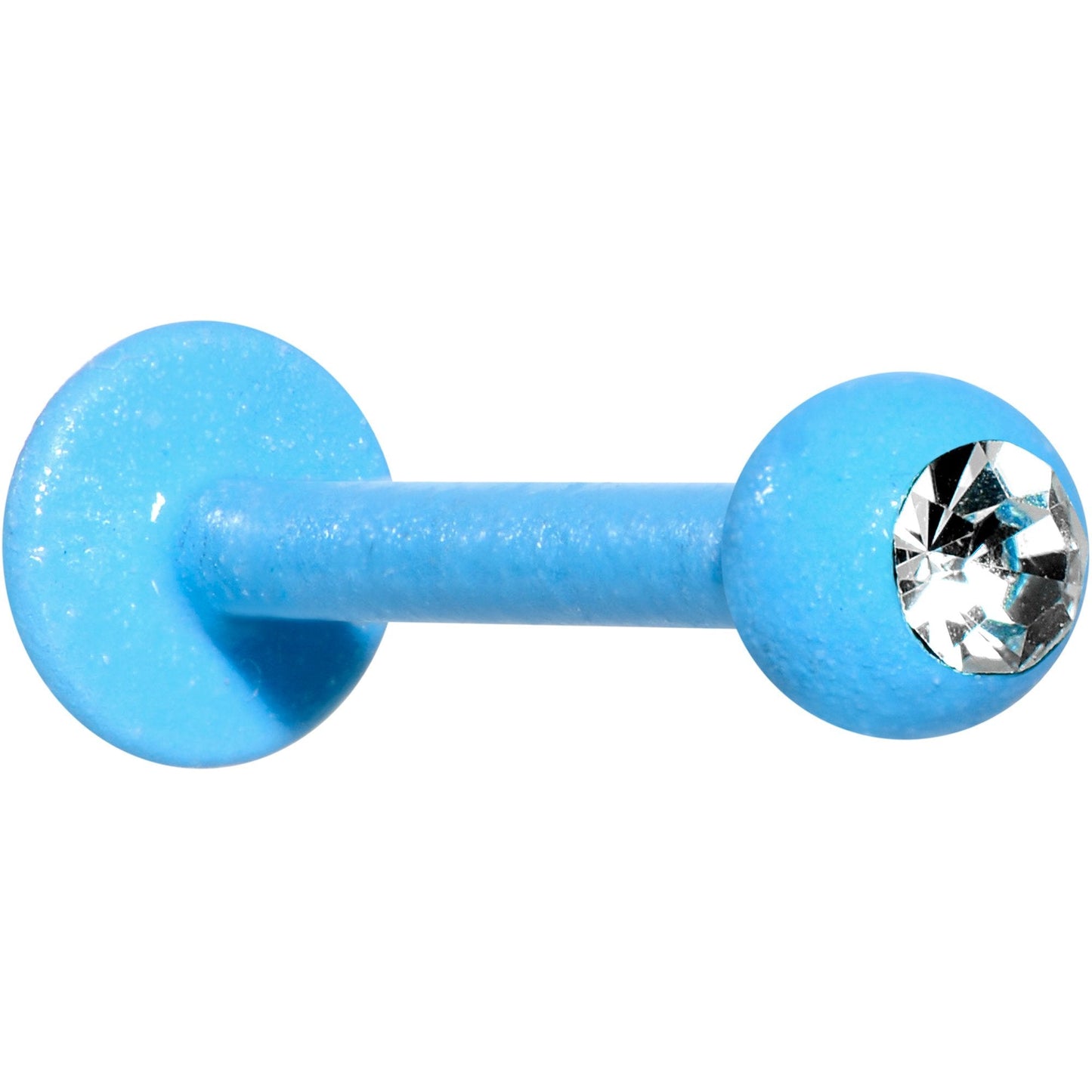 16G 3/8 Clear Gem Blue Glow In The Dark Effect Plated Labret Monroe