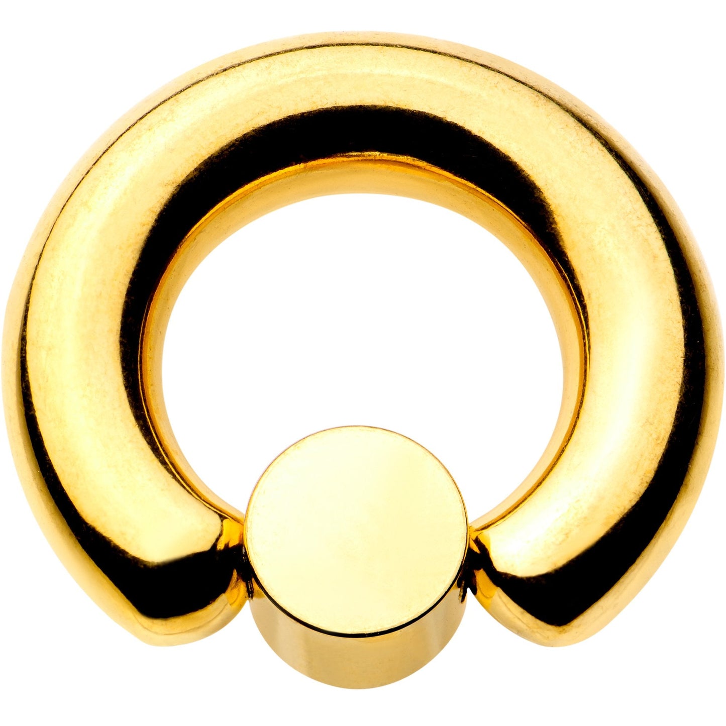 2G 9/16 Clear Gem 8mm Disc Gold IP BCR Captive Ring