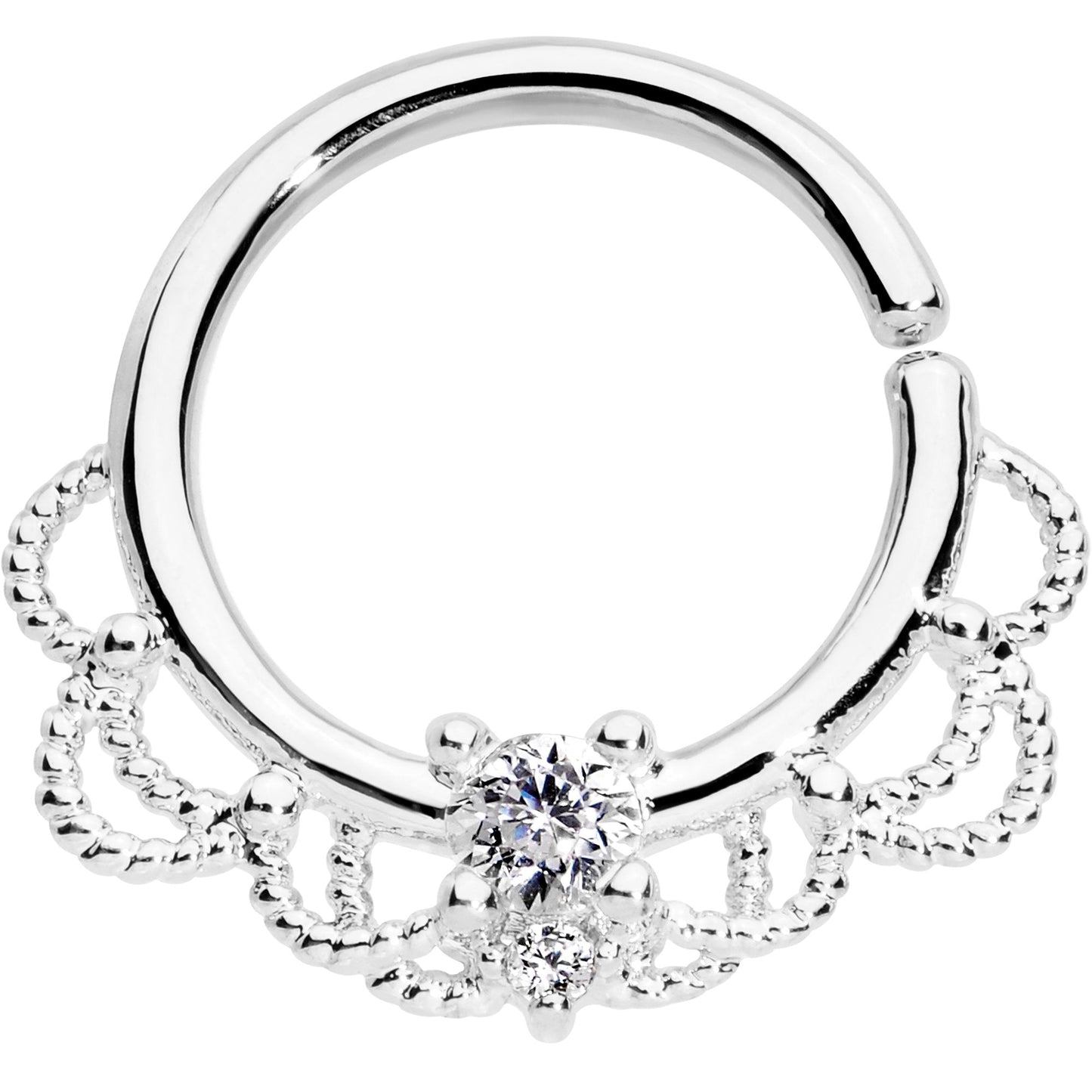 16G 5/16 Clear CZ Gem Platinum Plated Seamless Circular Ring