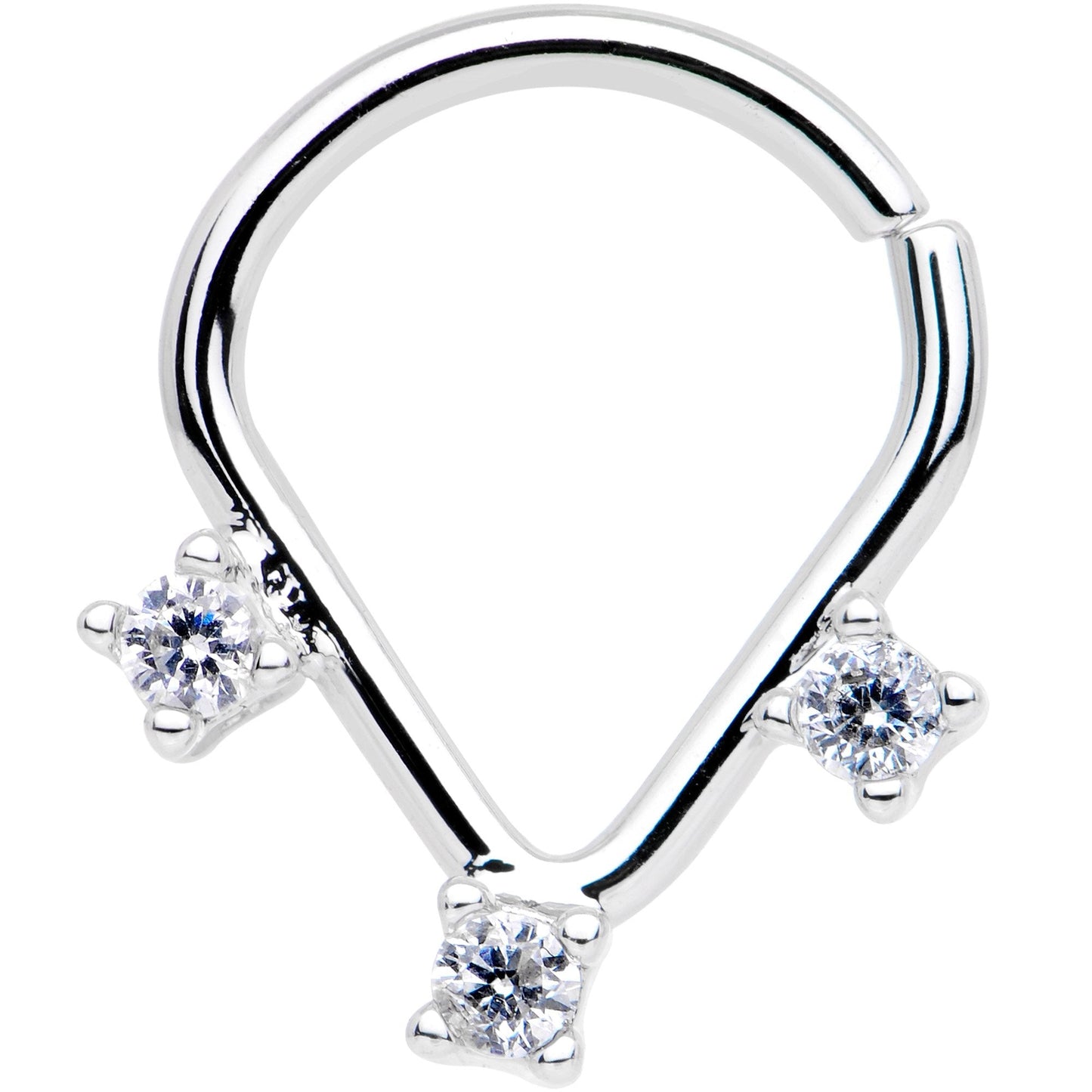16G 5/16 Clear CZ Triplet Ellipse Seamless Septum Ring