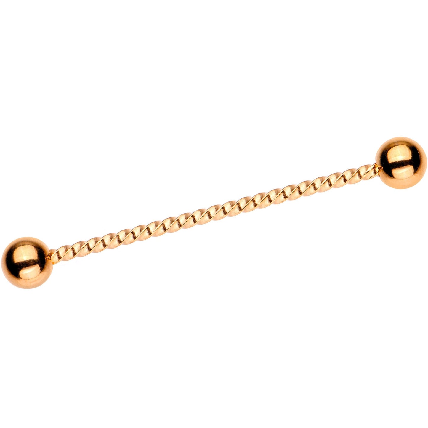 Rose Gold Tone IP Seriously Twisted Industrial Barbell Earring 38mm