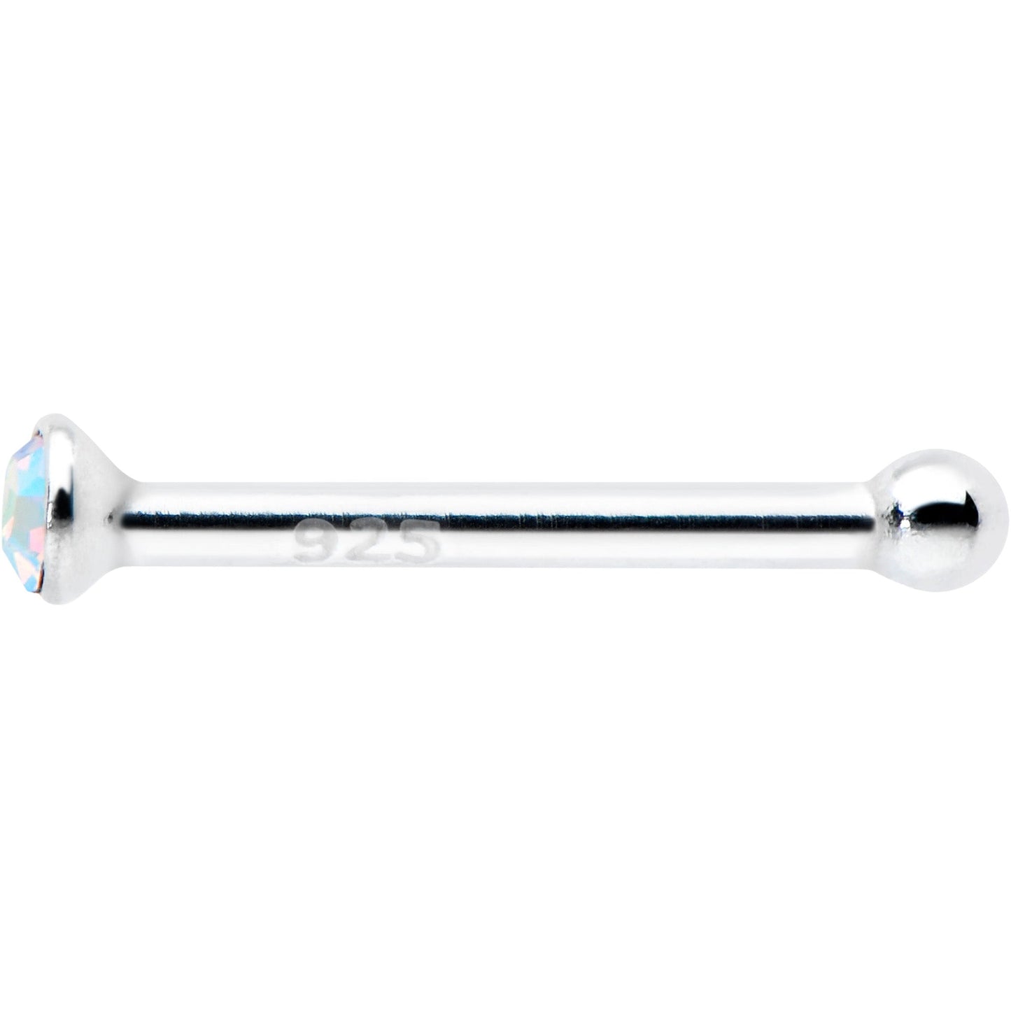 Sterling Silver 1.2mm Aurora Nose Bone Created with Crystals