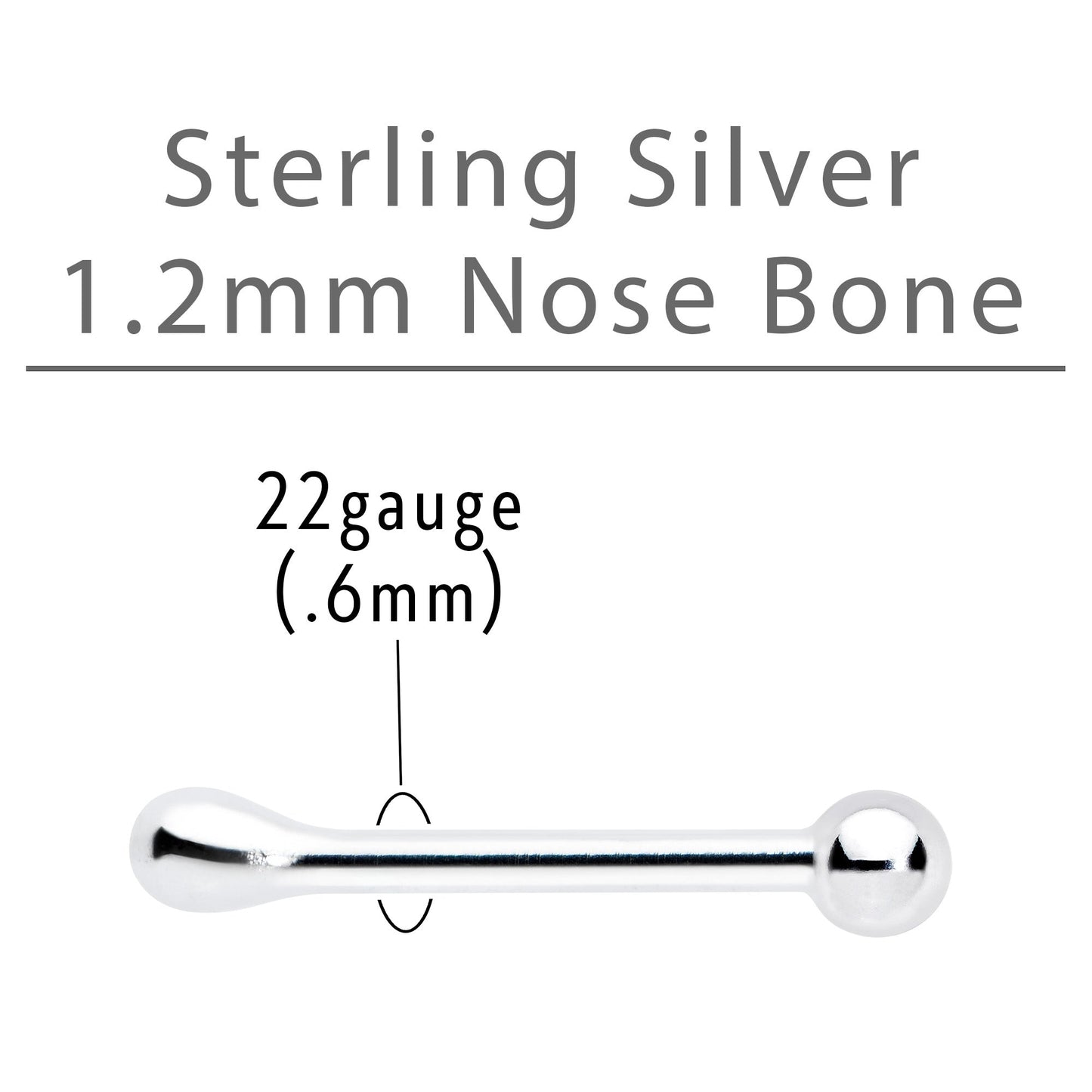 Sterling Silver 1.3mm Ball  Nose Bone