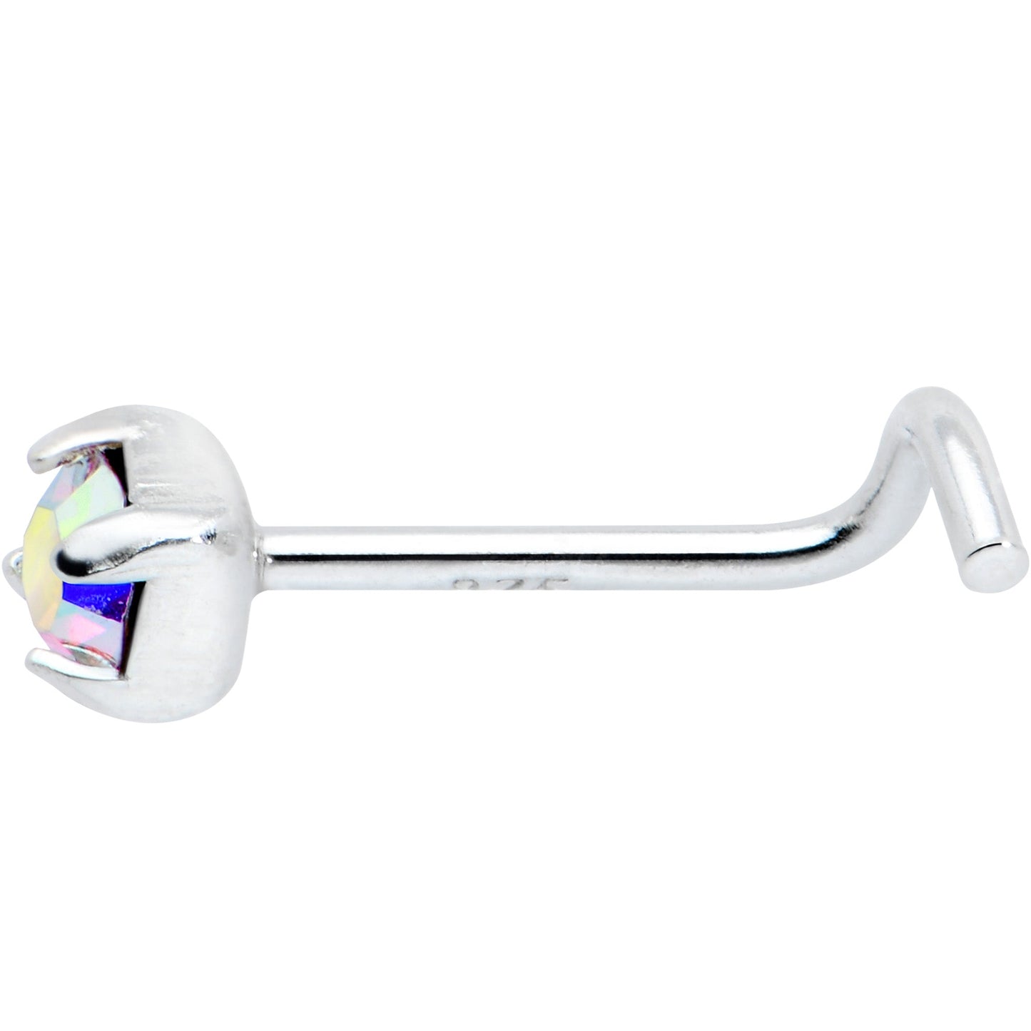 Sterling Silver 3mm Aurora Nose Ring Created with Crystals